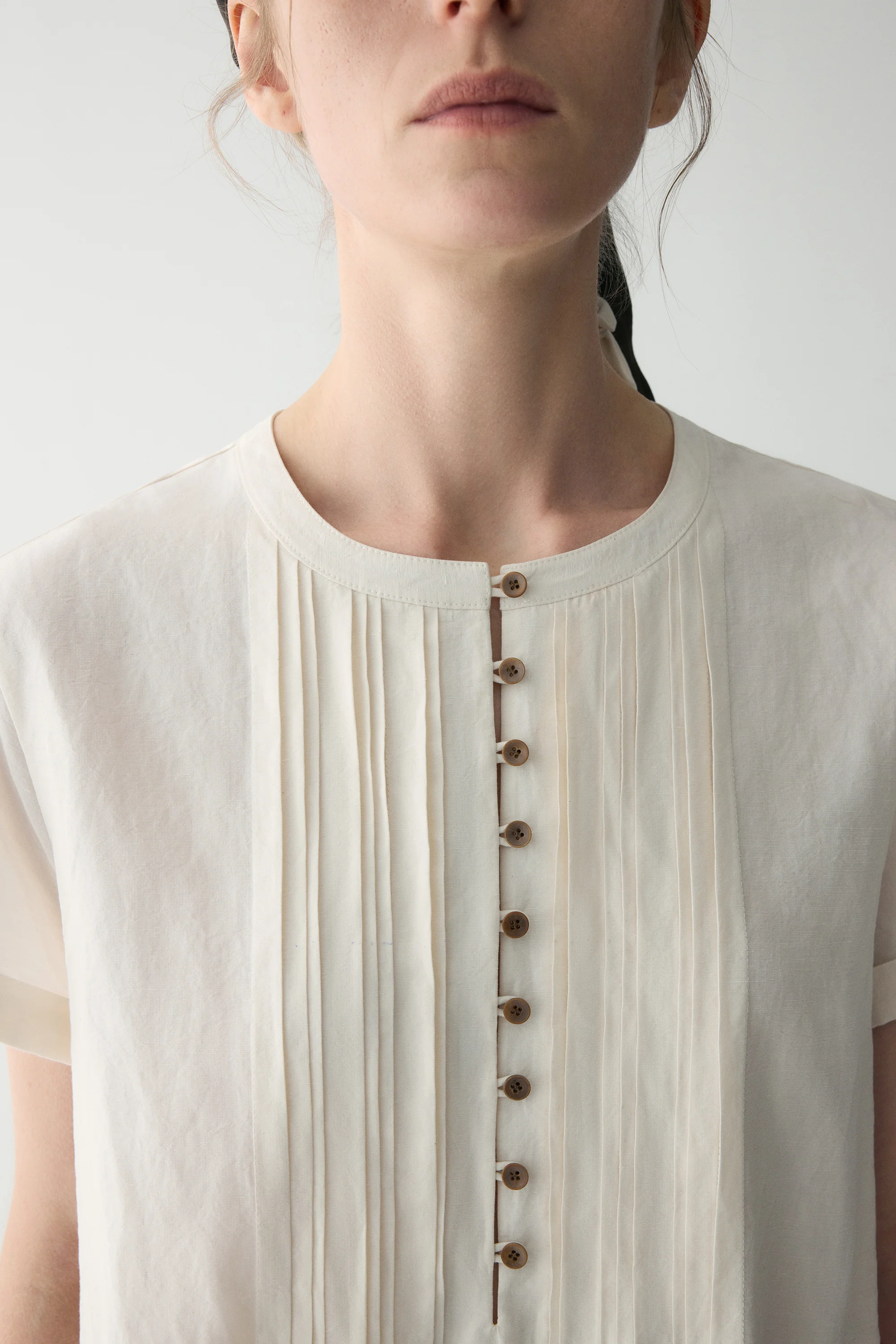Cotton-linen Pleated Dress - Image 10