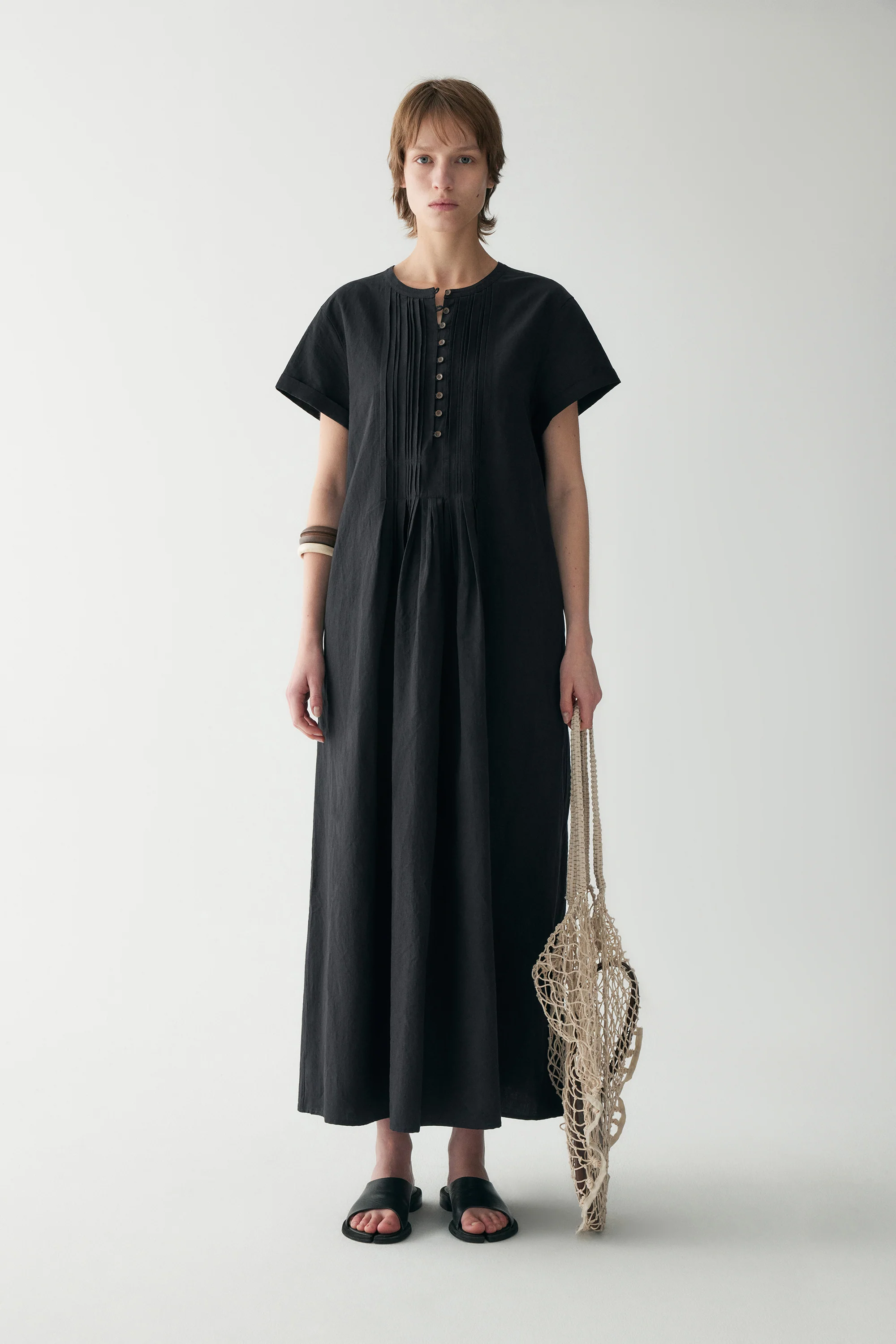 Cotton-linen Pleated Dress - Image 14