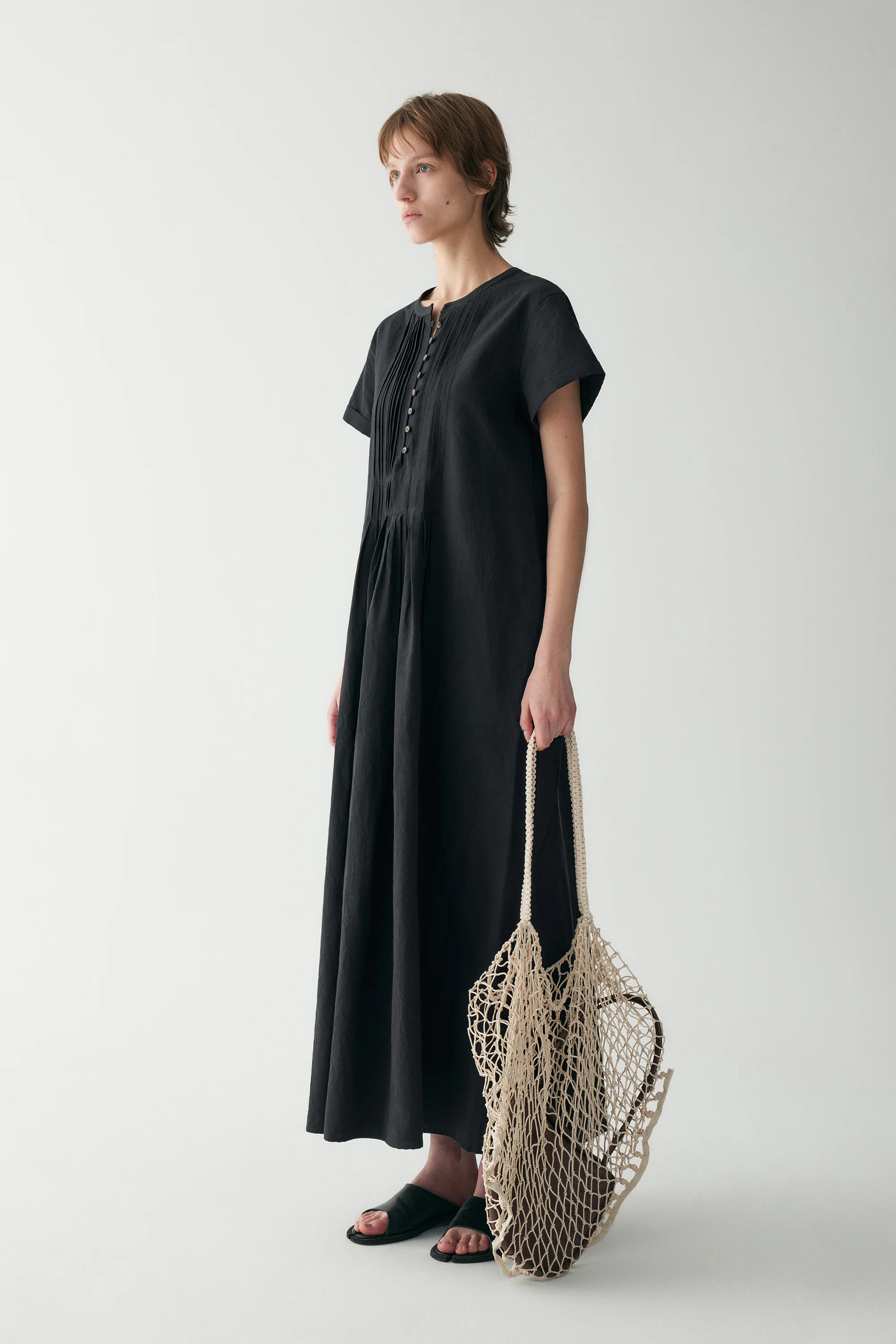 Cotton-linen Pleated Dress - Image 15