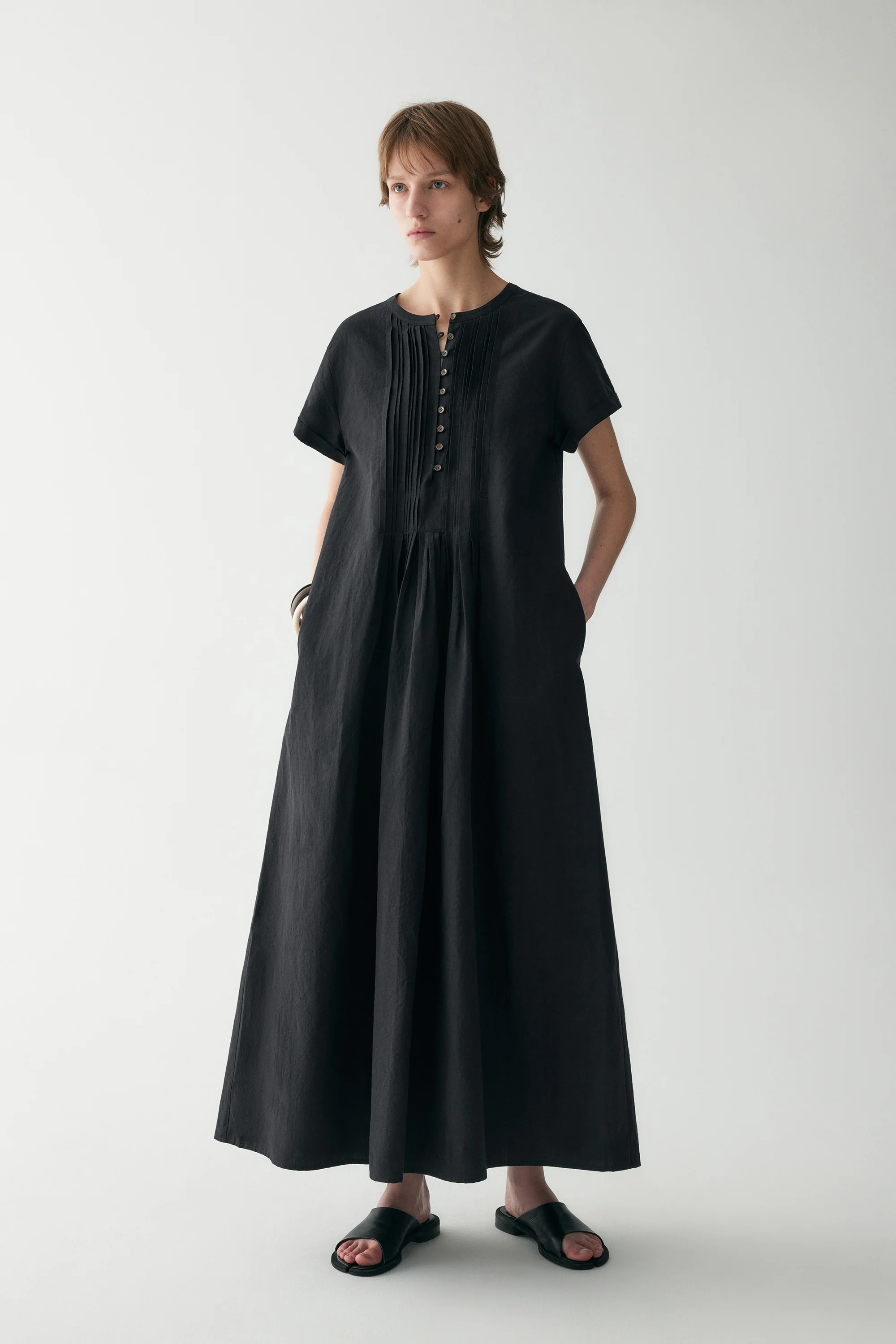 Cotton-linen Pleated Dress - Image 16