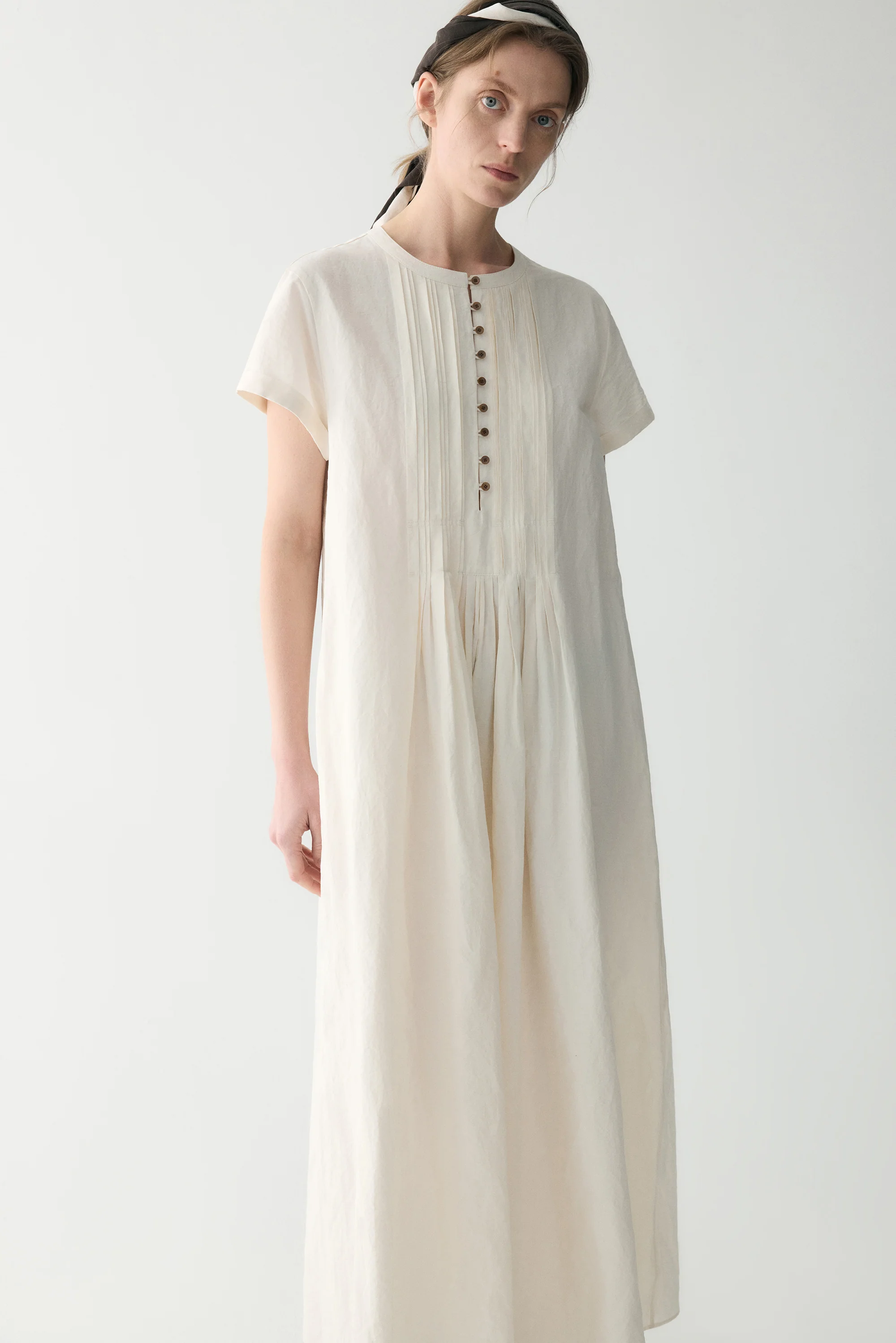 Cotton-linen Pleated Dress - Image 6