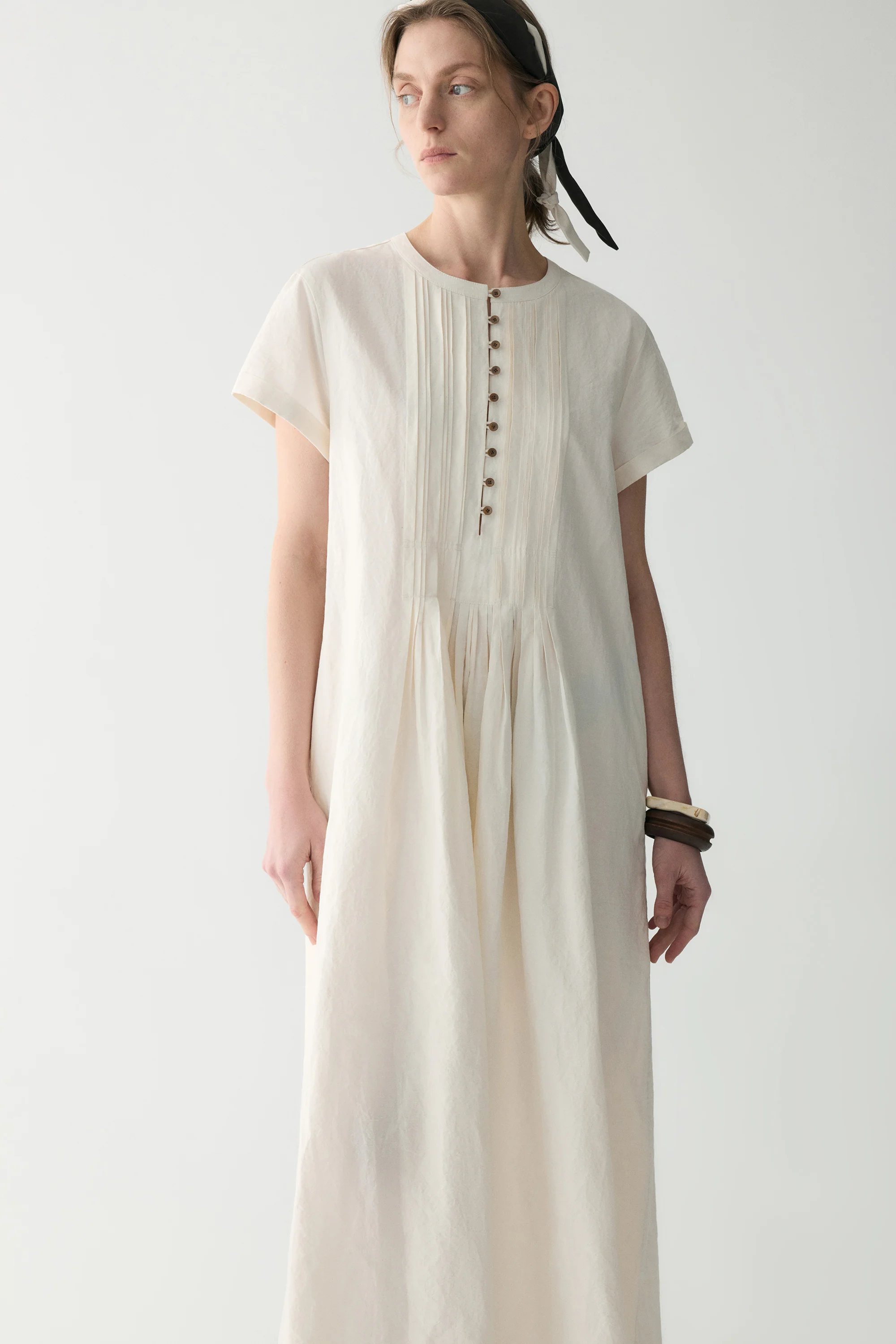 Cotton-linen Pleated Dress - Image 7