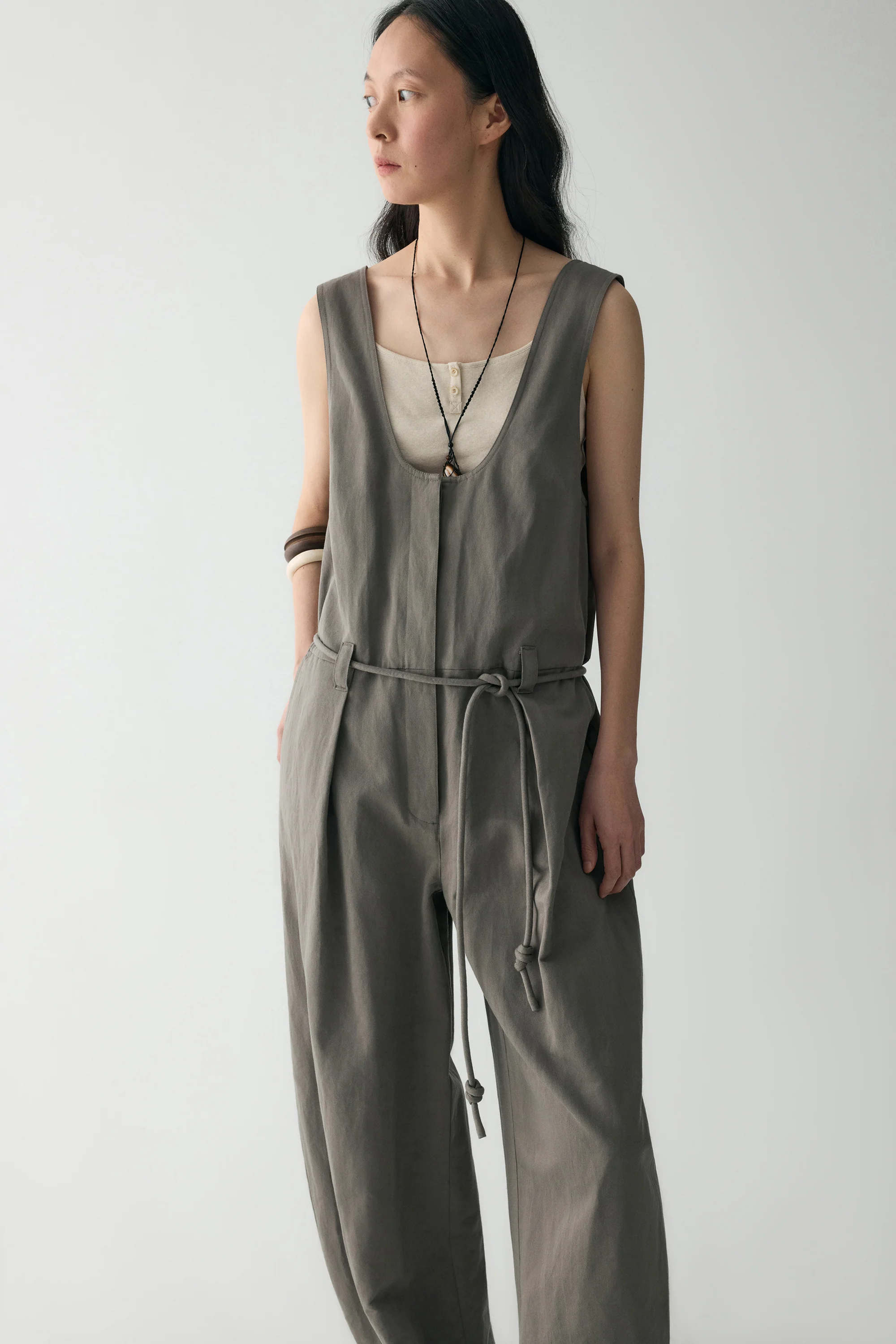 Curved Cotton-linen Jumpsuit - Image 24