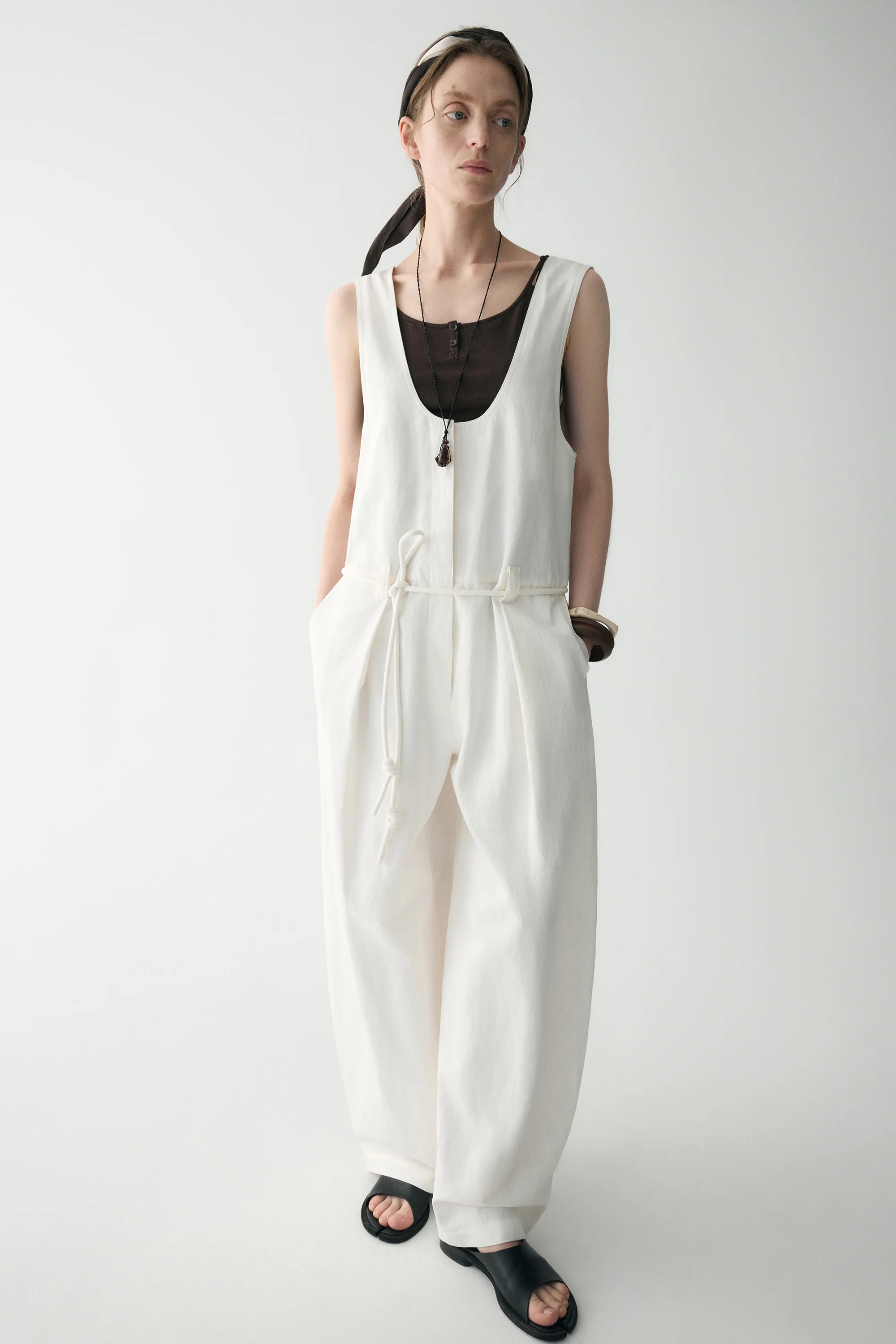 Curved Cotton-linen Jumpsuit - Image 6