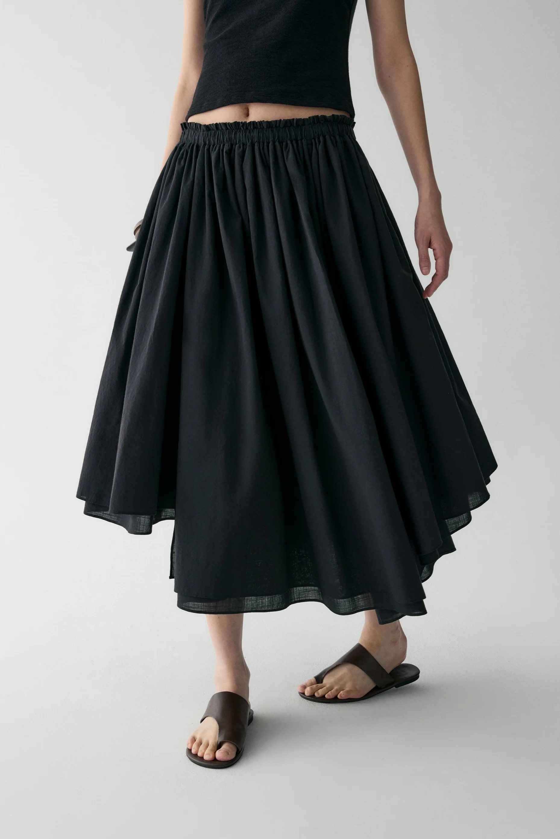 Asymmetrical Curved Cotton Skirt - Image 19