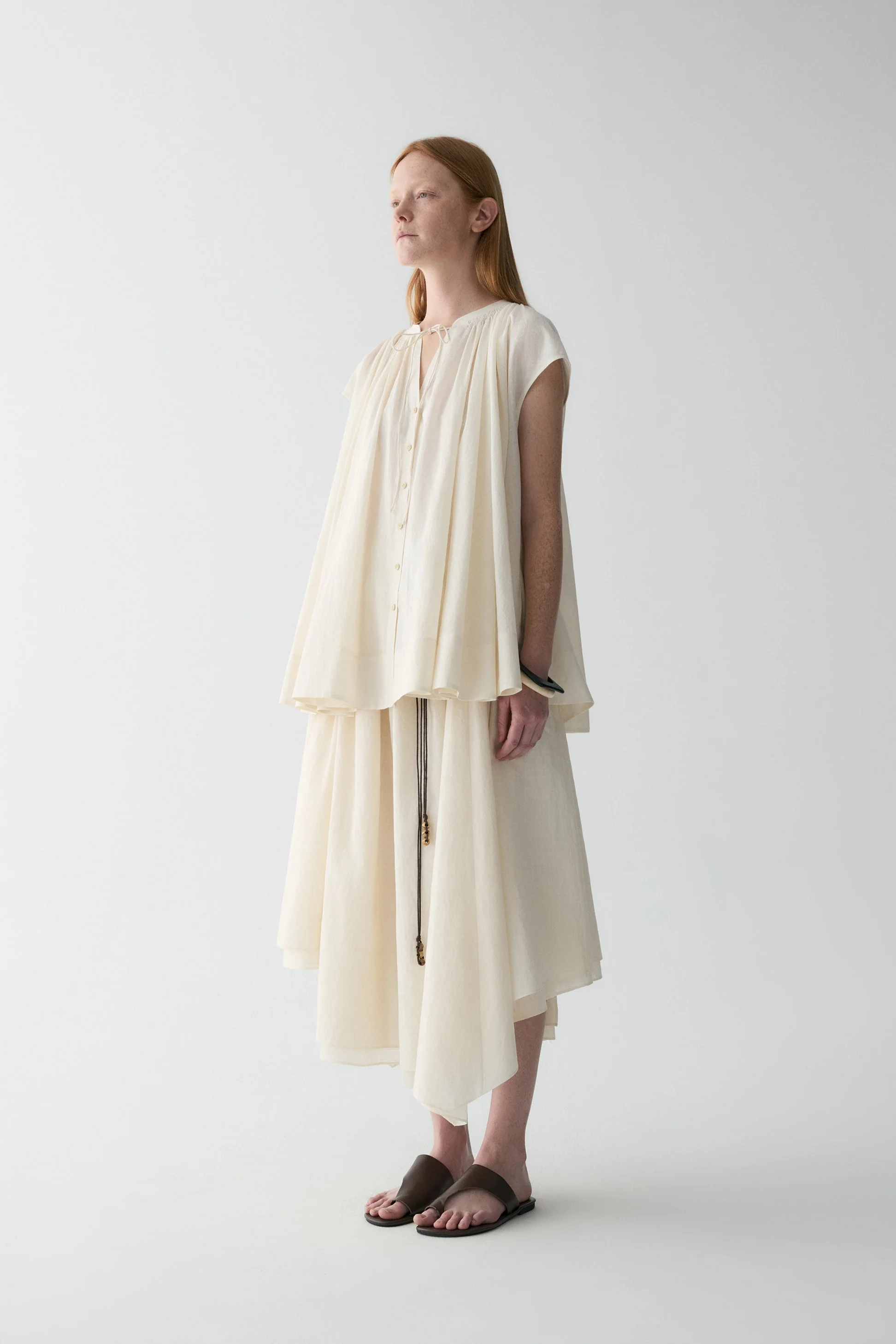 Asymmetrical Curved Cotton Skirt - Image 4