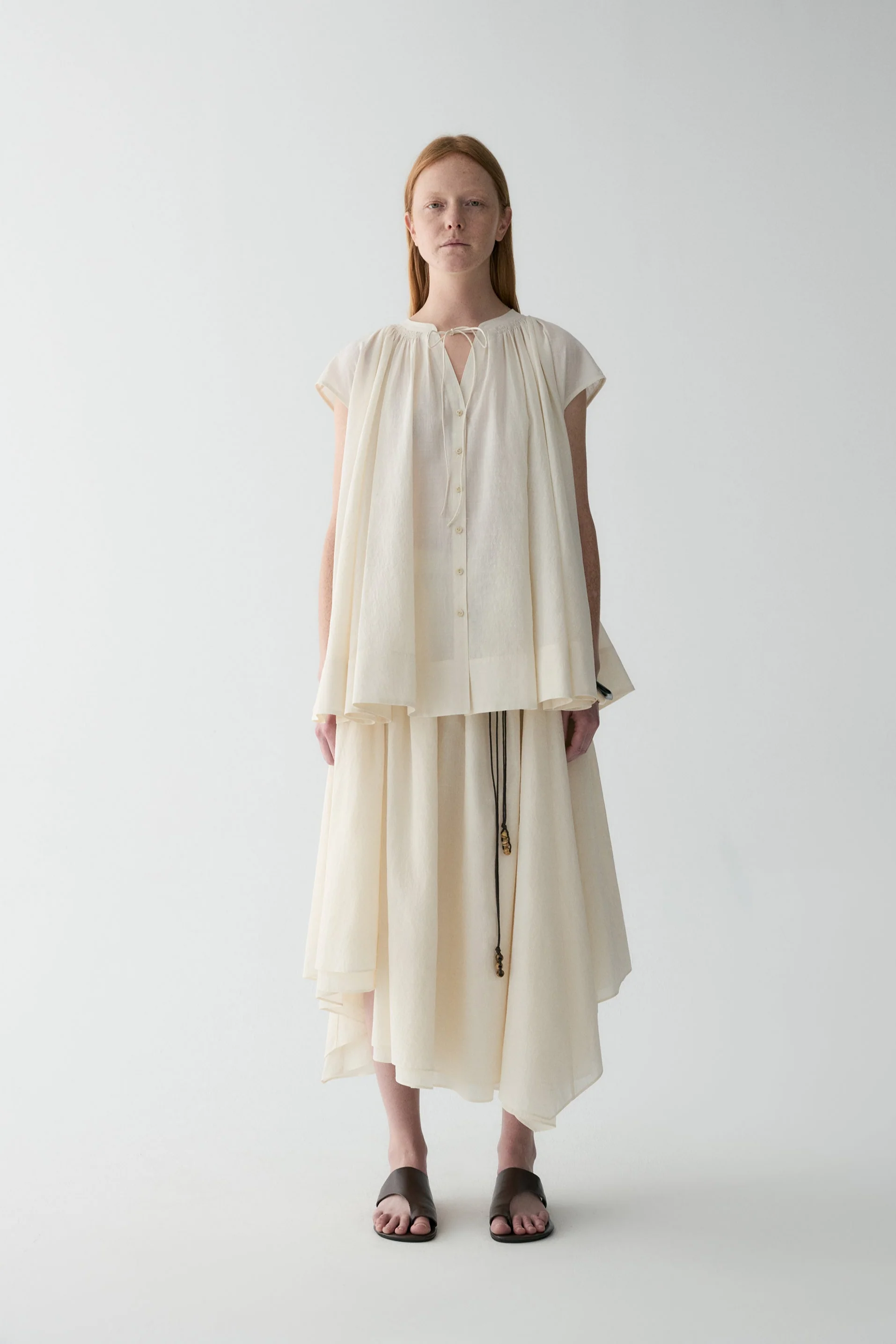 Asymmetrical Curved Cotton Skirt - Image 5