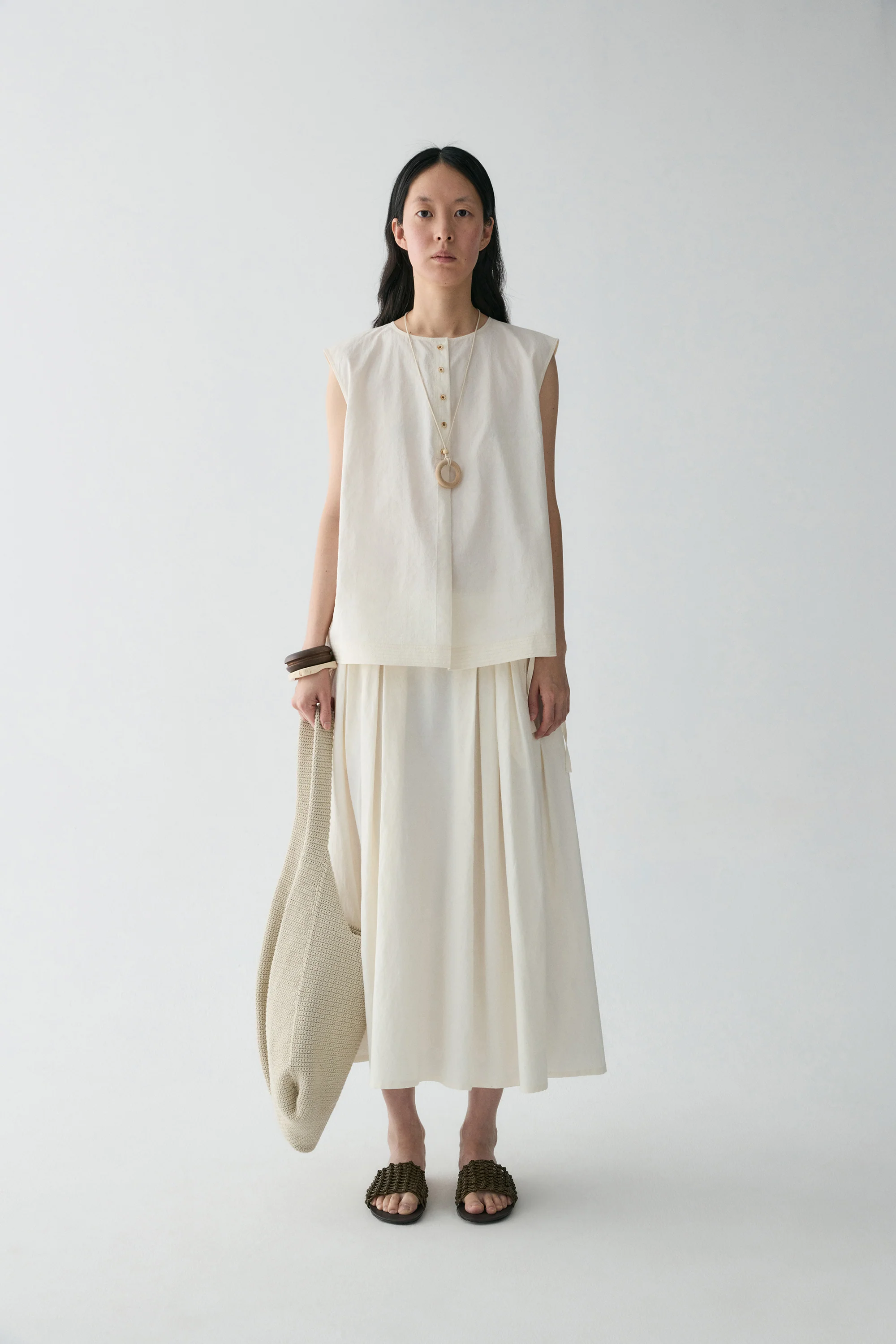 Drawsting Cotton-linen Skirt - Image 12