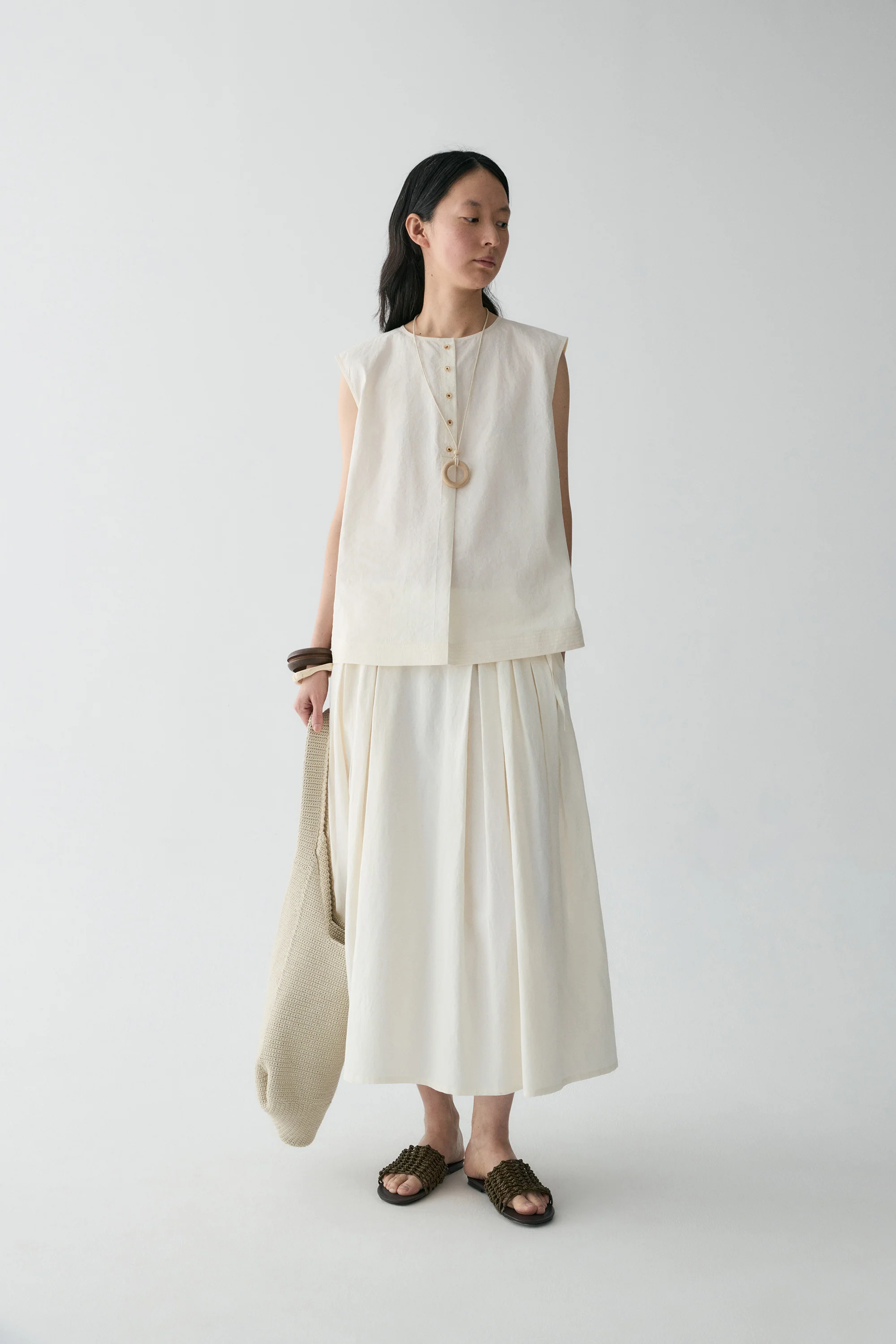 Drawsting Cotton-linen Skirt - Image 13