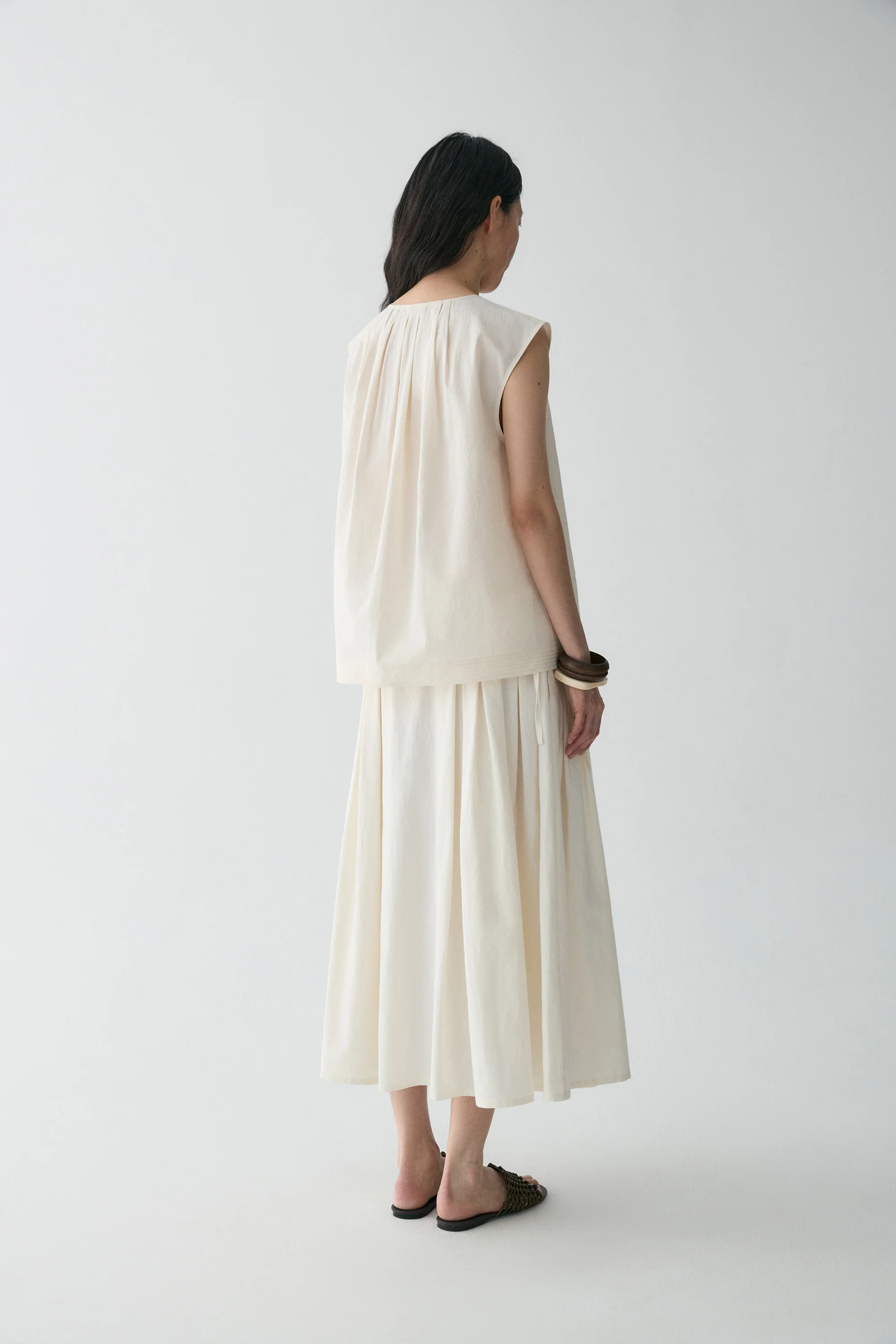 Drawsting Cotton-linen Skirt - Image 14