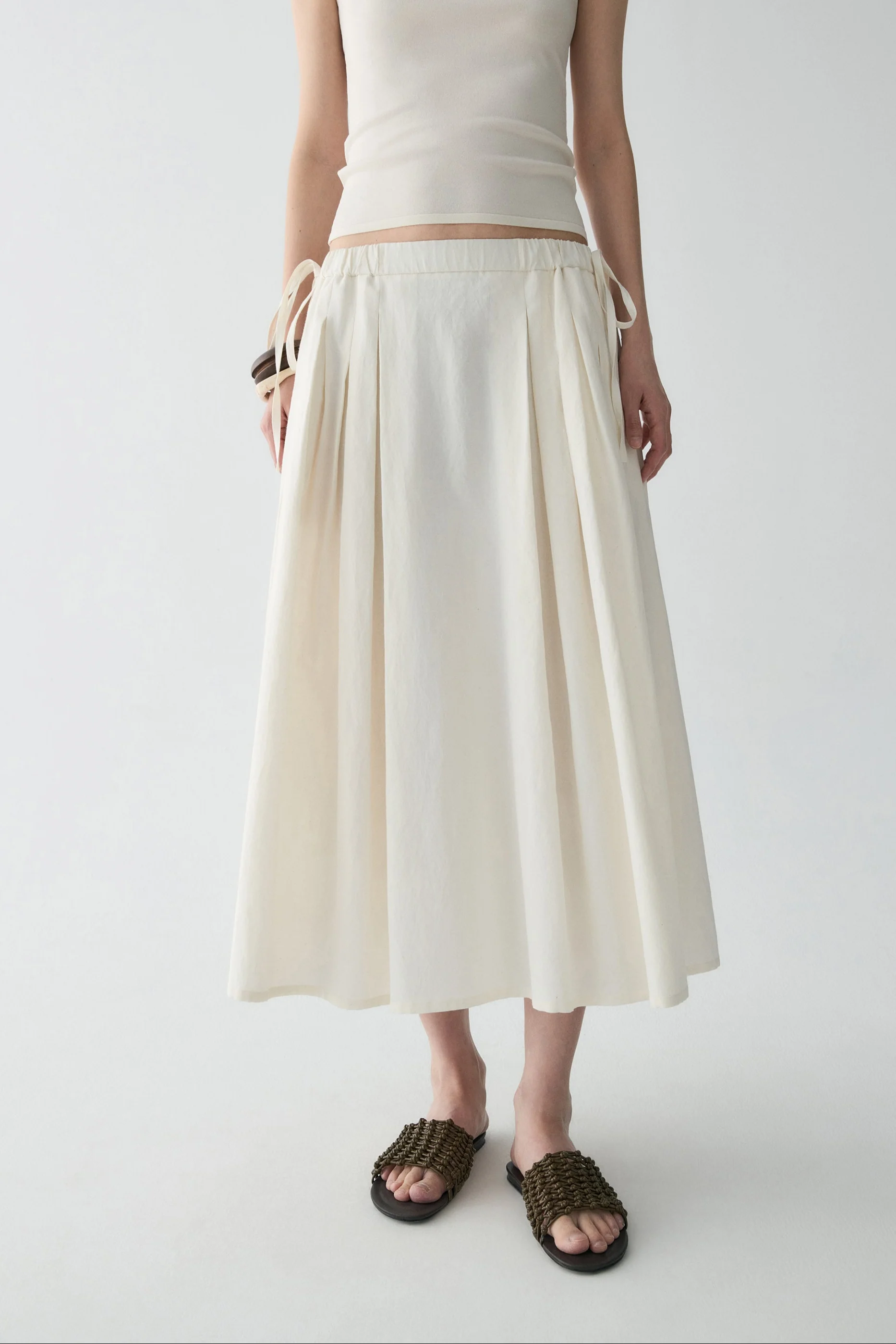 Drawsting Cotton-linen Skirt - Image 16
