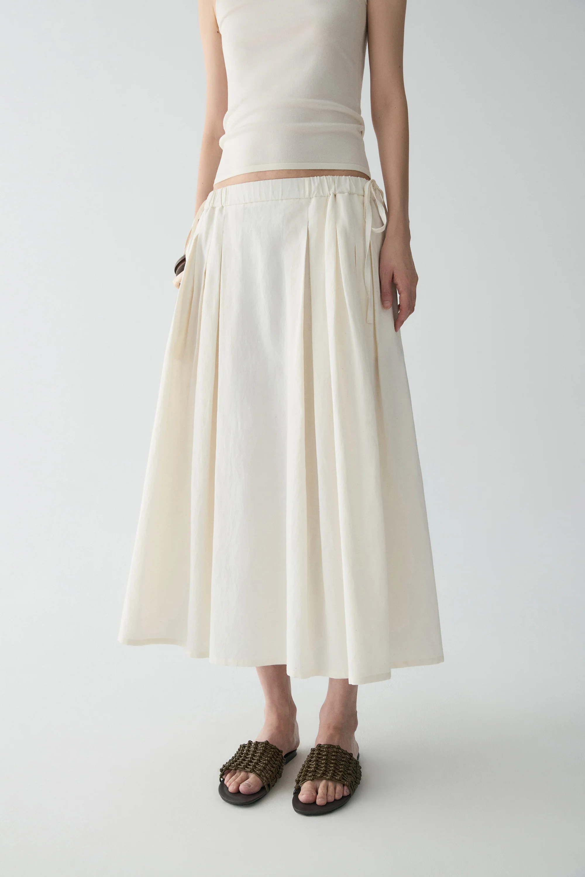 Drawsting Cotton-linen Skirt - Image 17