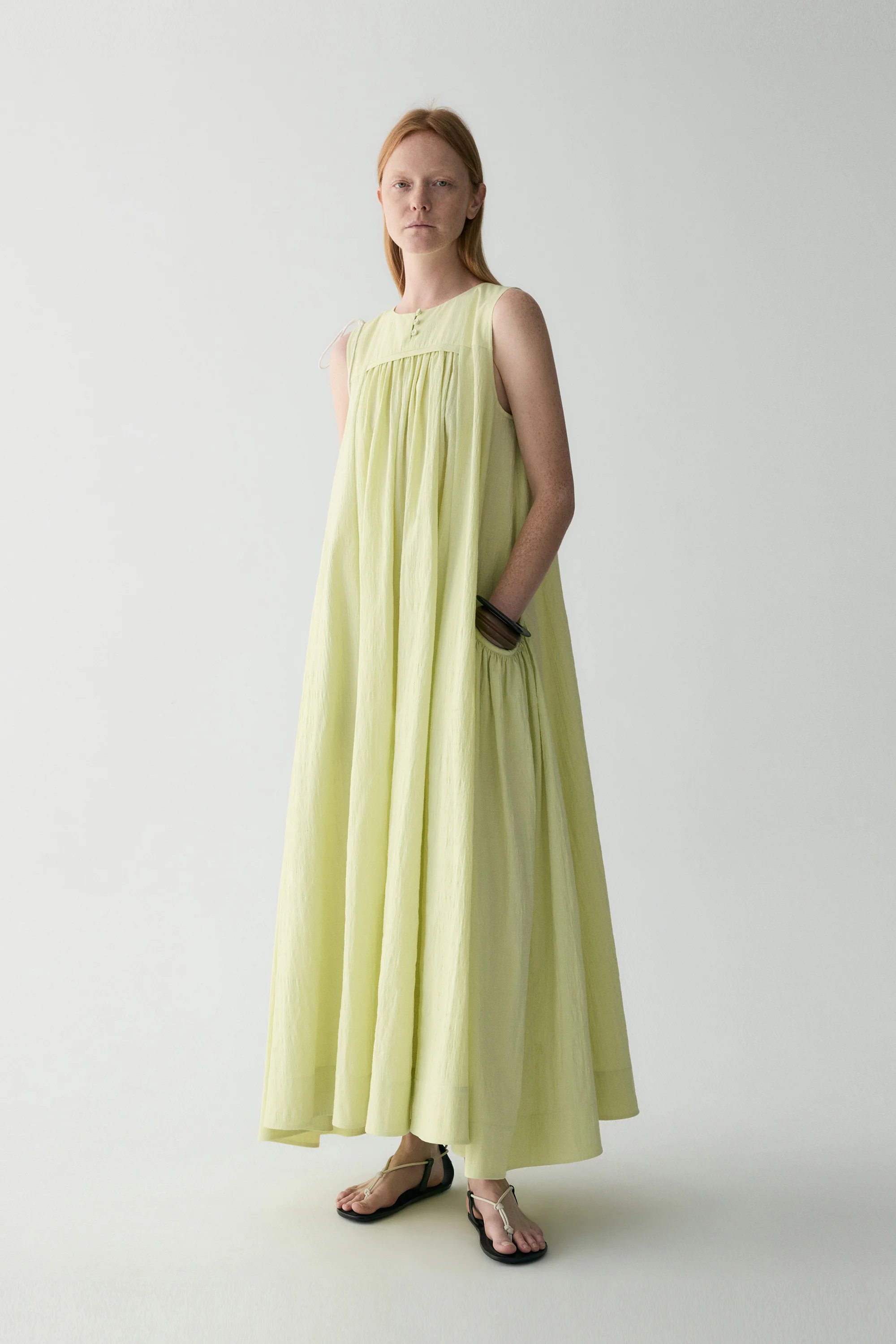 Pleated Cotton Dress