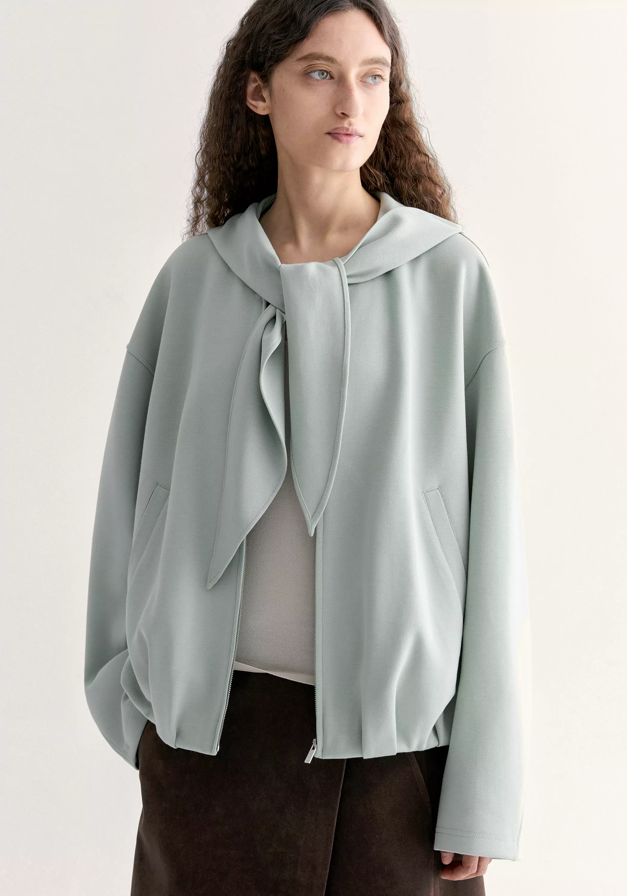 Scarf-detail Hooded Sweatshirt - Image 18