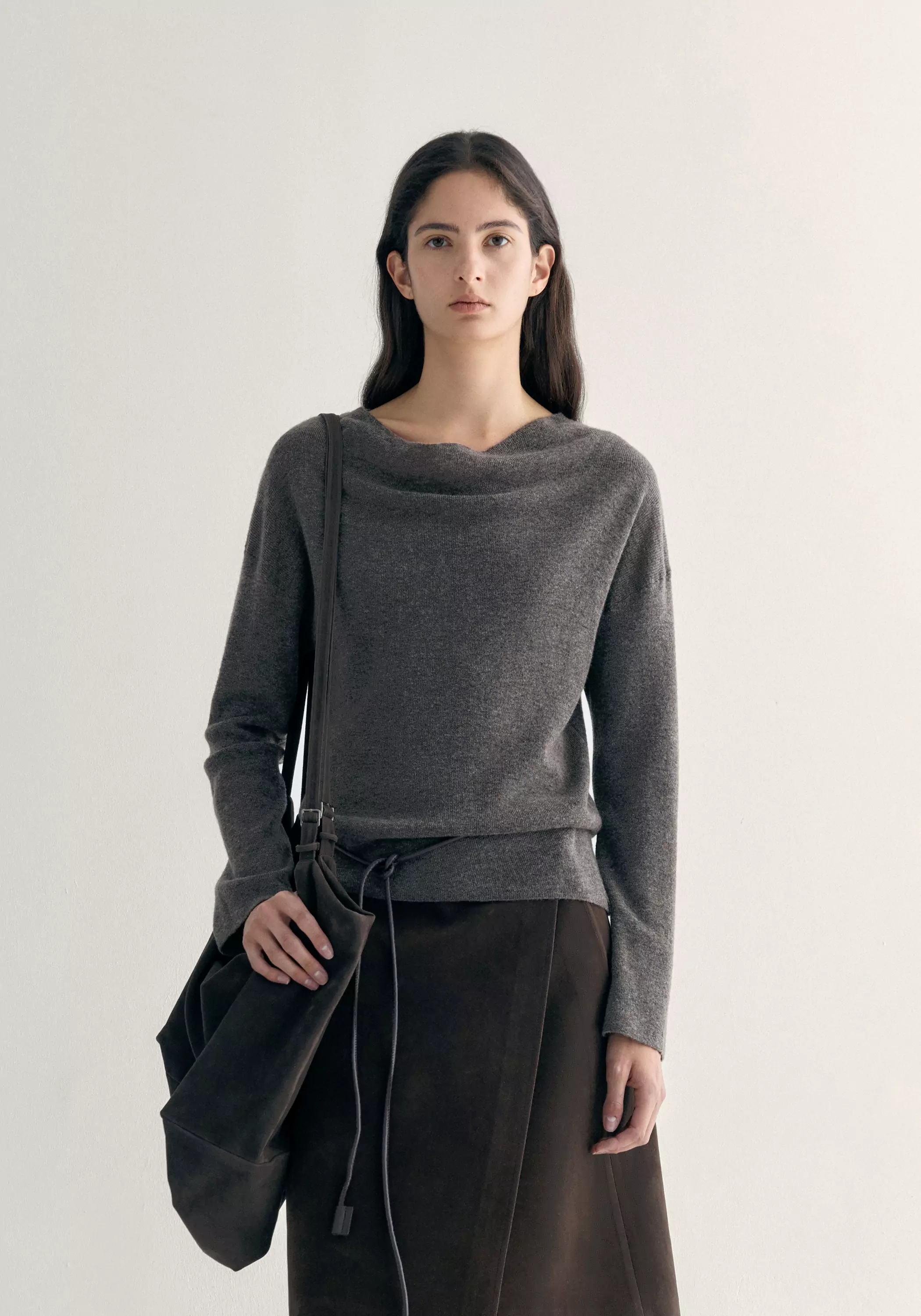 Cowl-neck Knitted Top