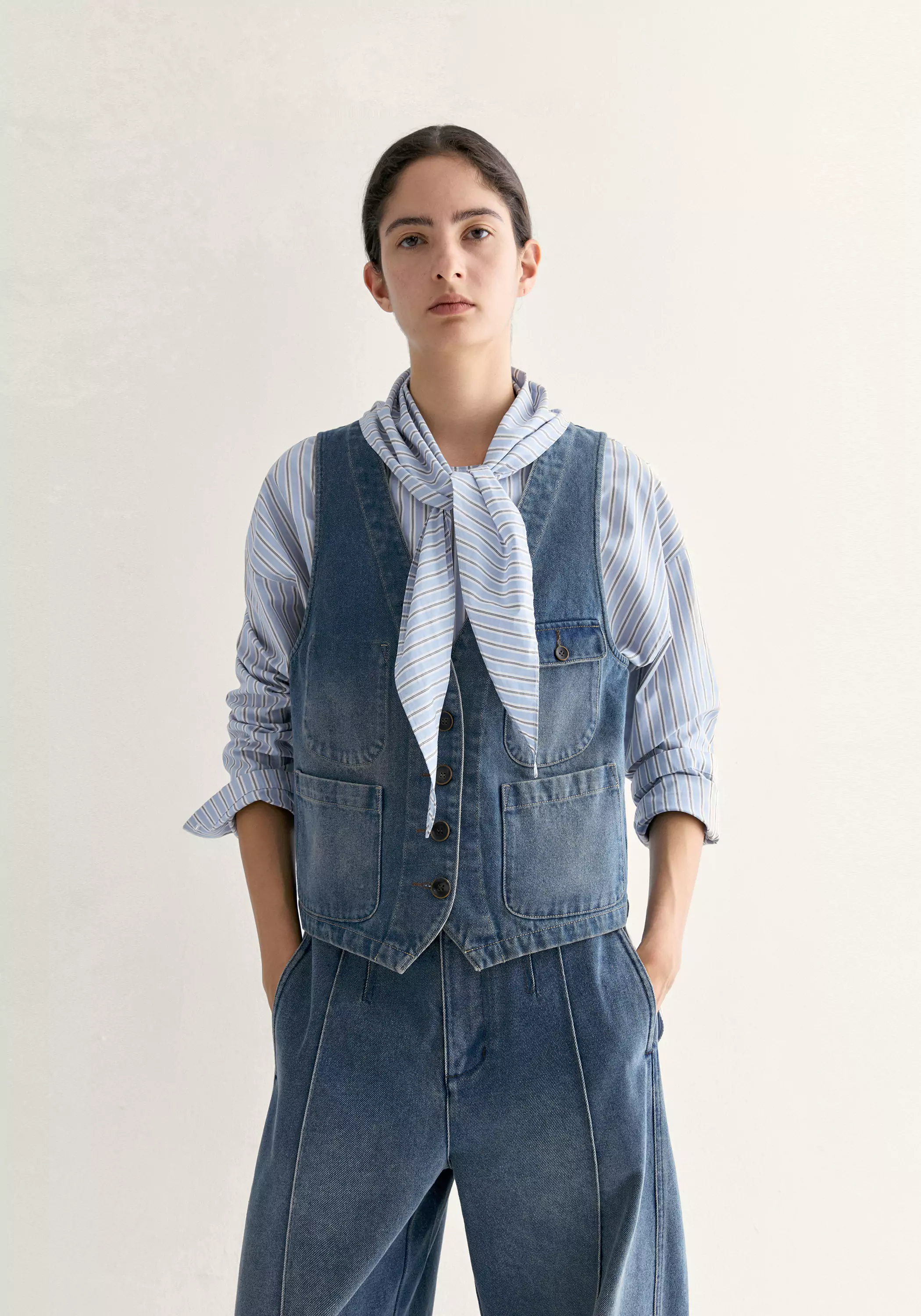 Multi-pocket Denim Vest - Image 3