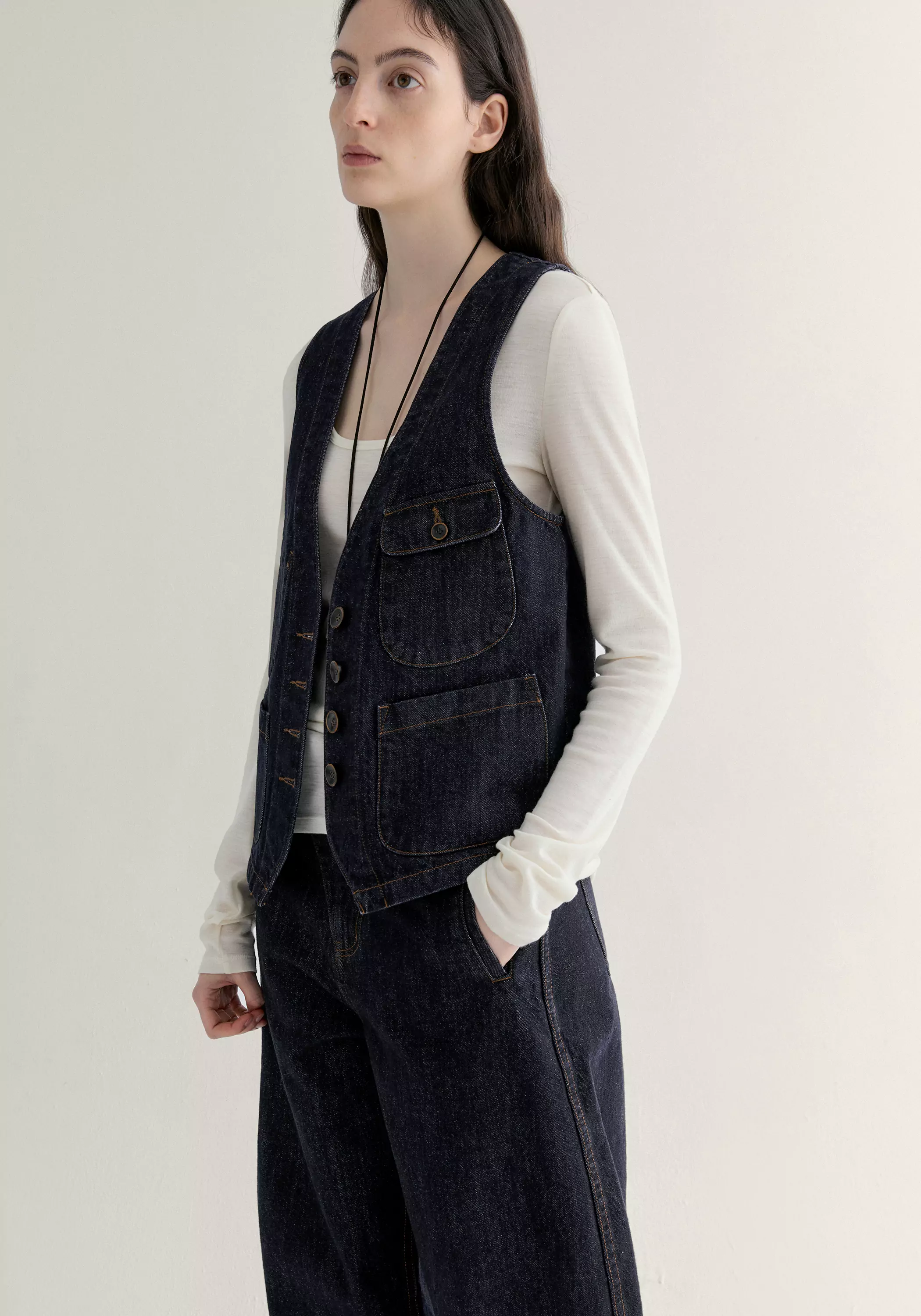 Multi-pocket Denim Vest - Image 6