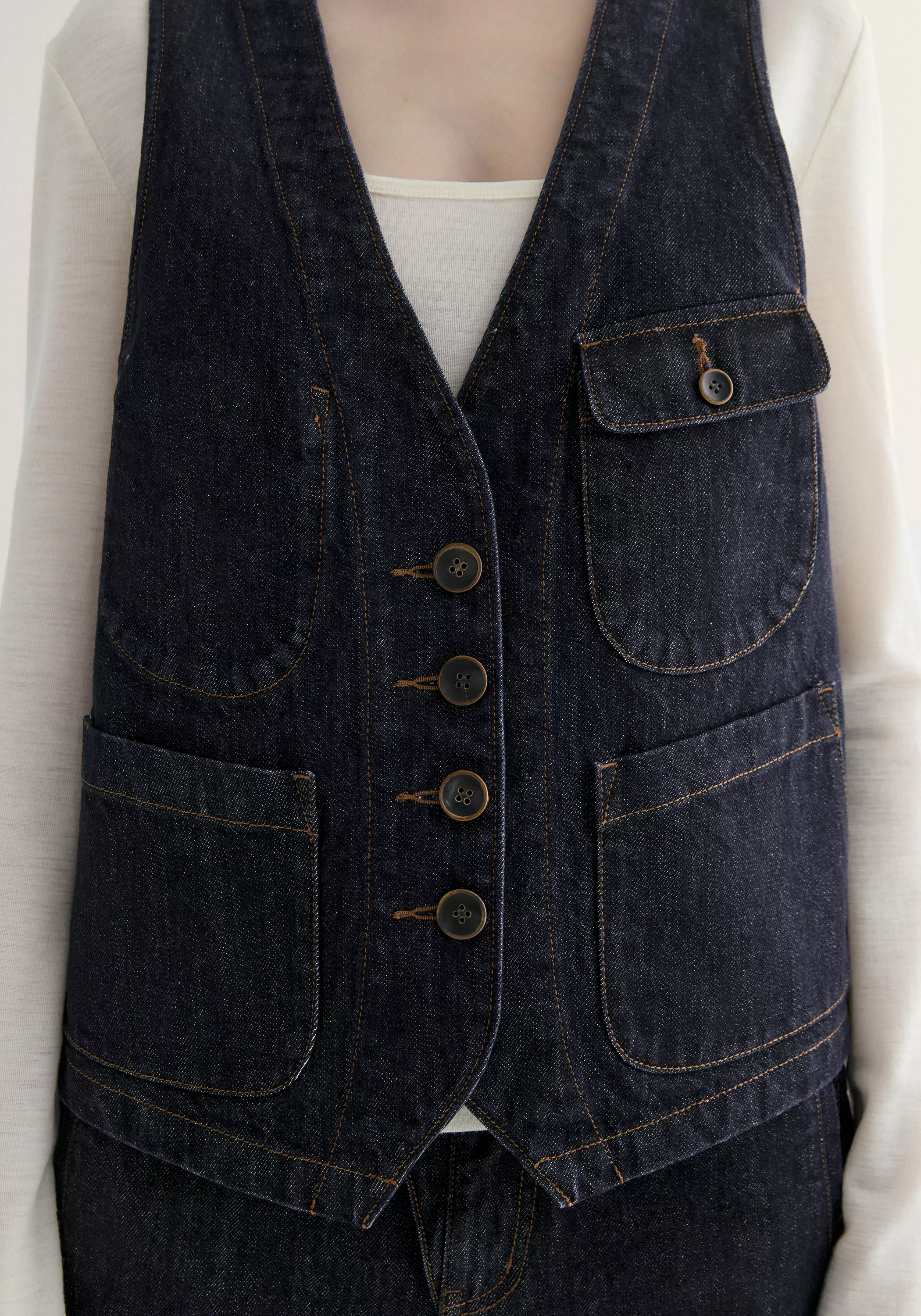Multi-pocket Denim Vest - Image 8