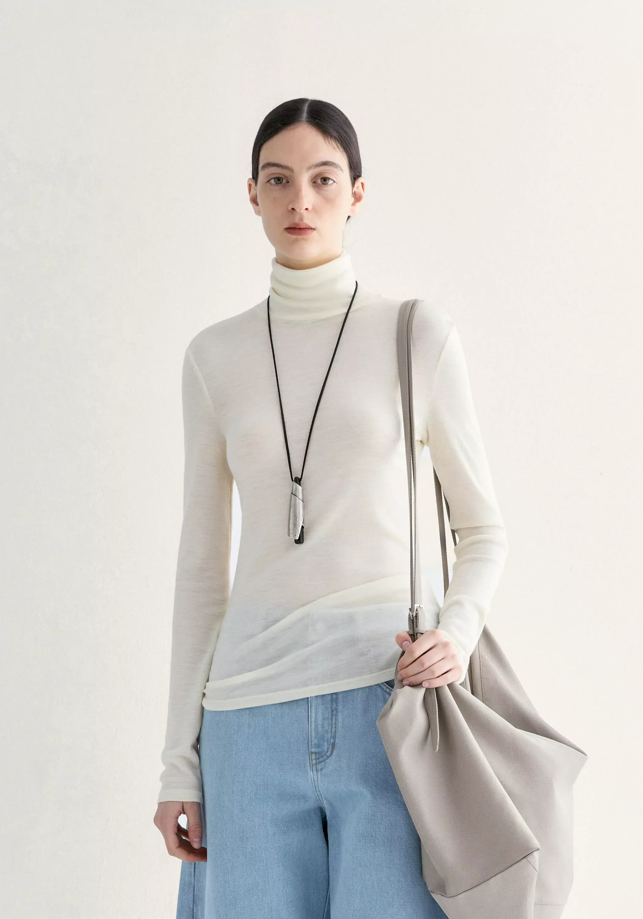 Merino Wool Turtleneck Top