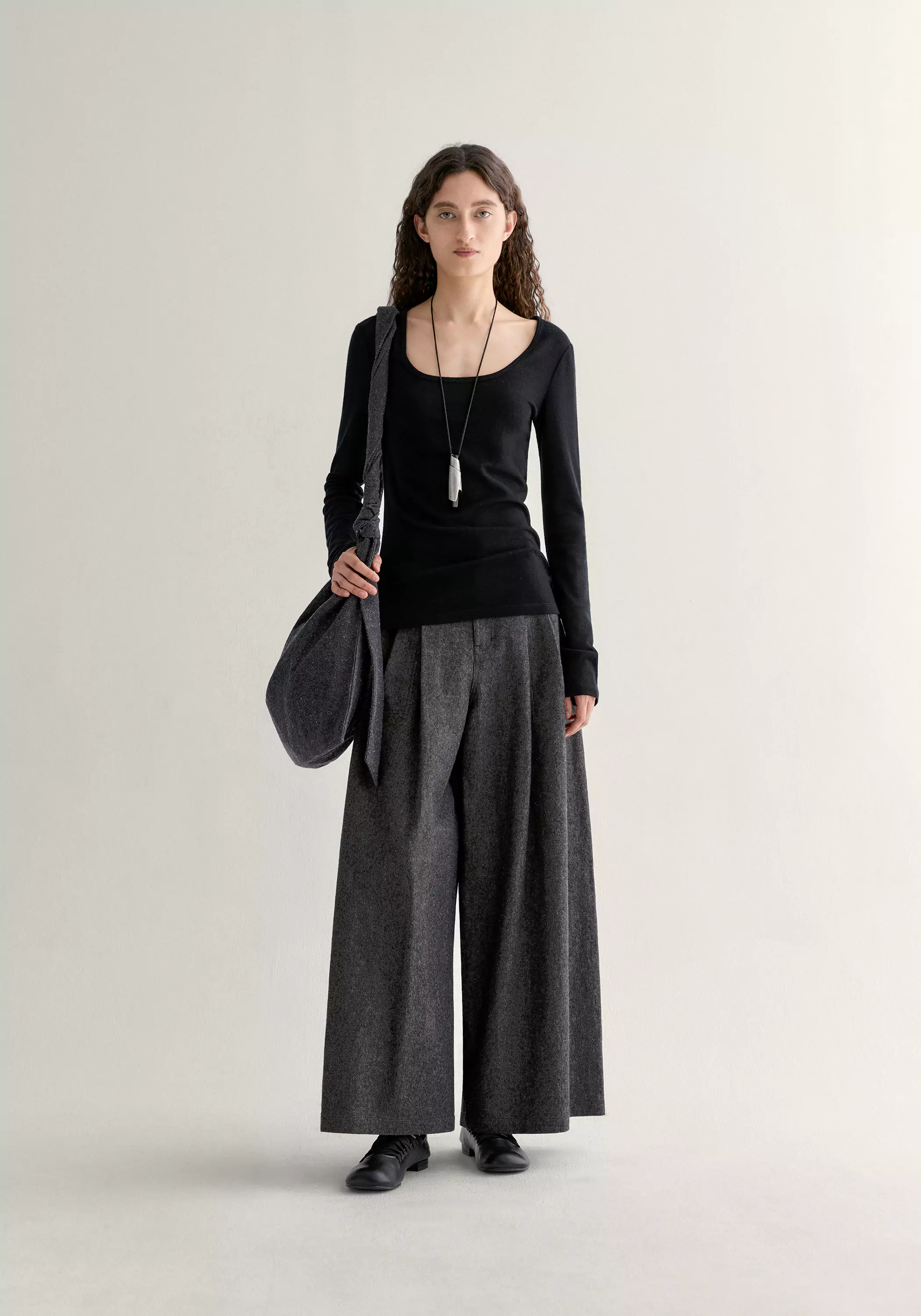 Merino Wool Ballet-neck Layering Top - Image 10