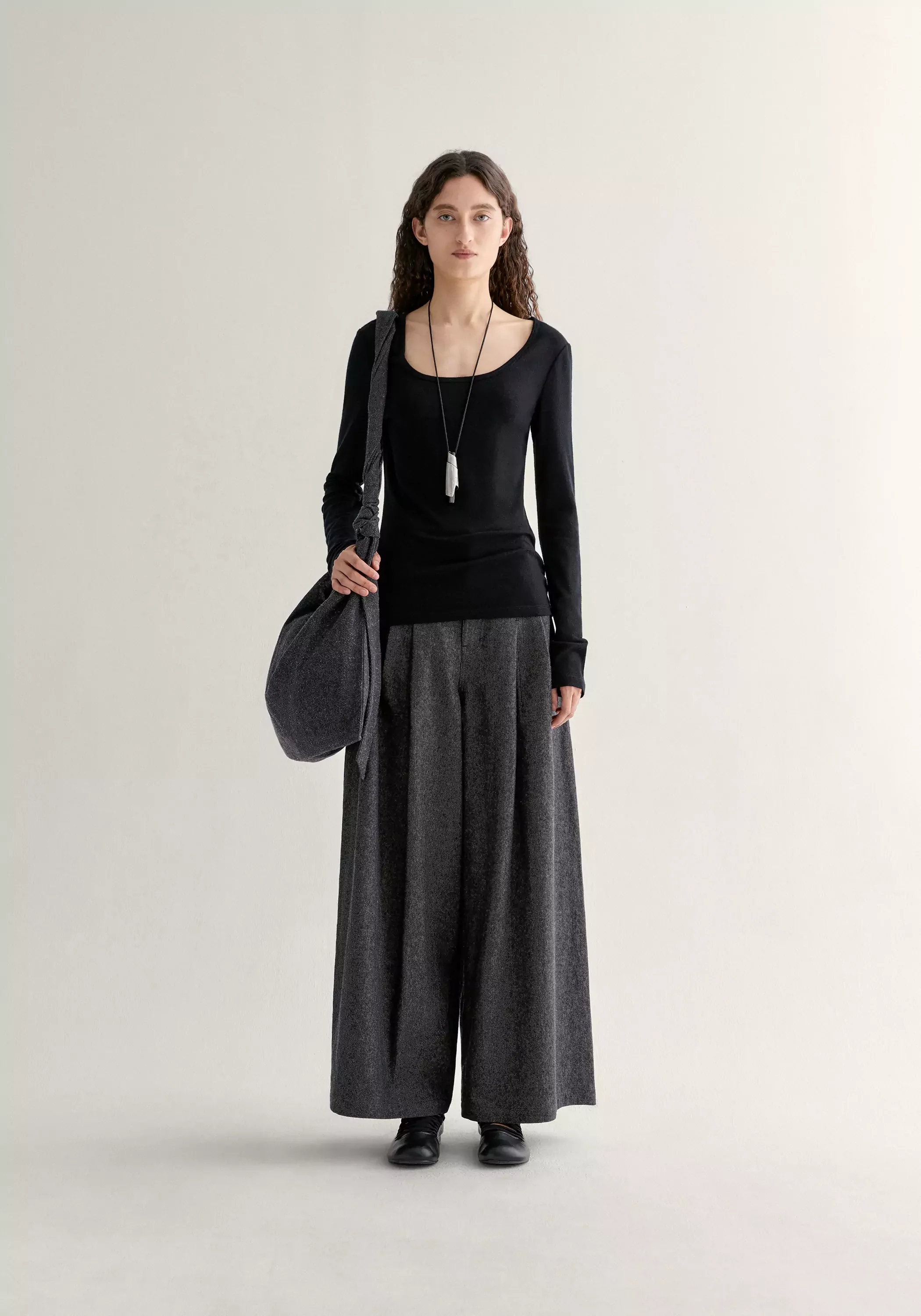 Merino Wool Ballet-neck Layering Top - Image 11