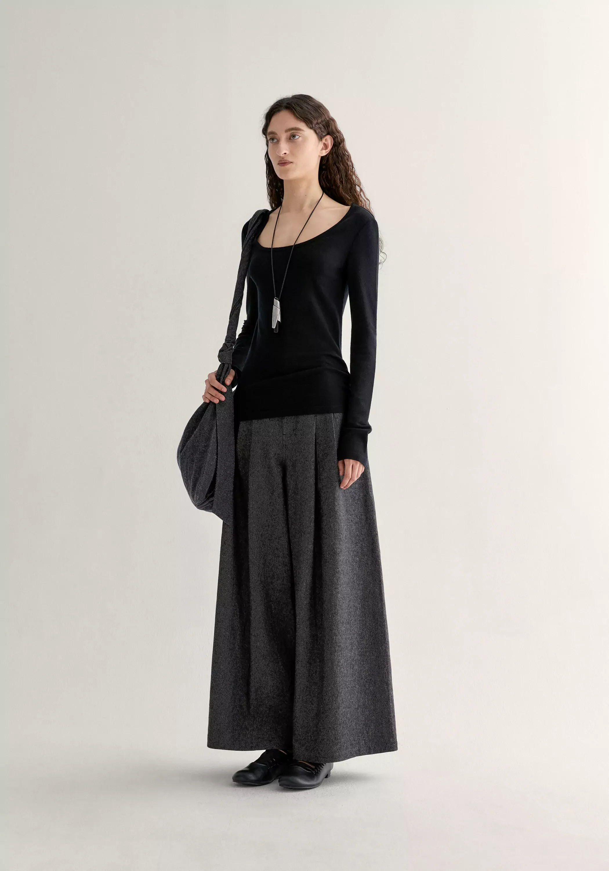 Merino Wool Ballet-neck Layering Top - Image 12
