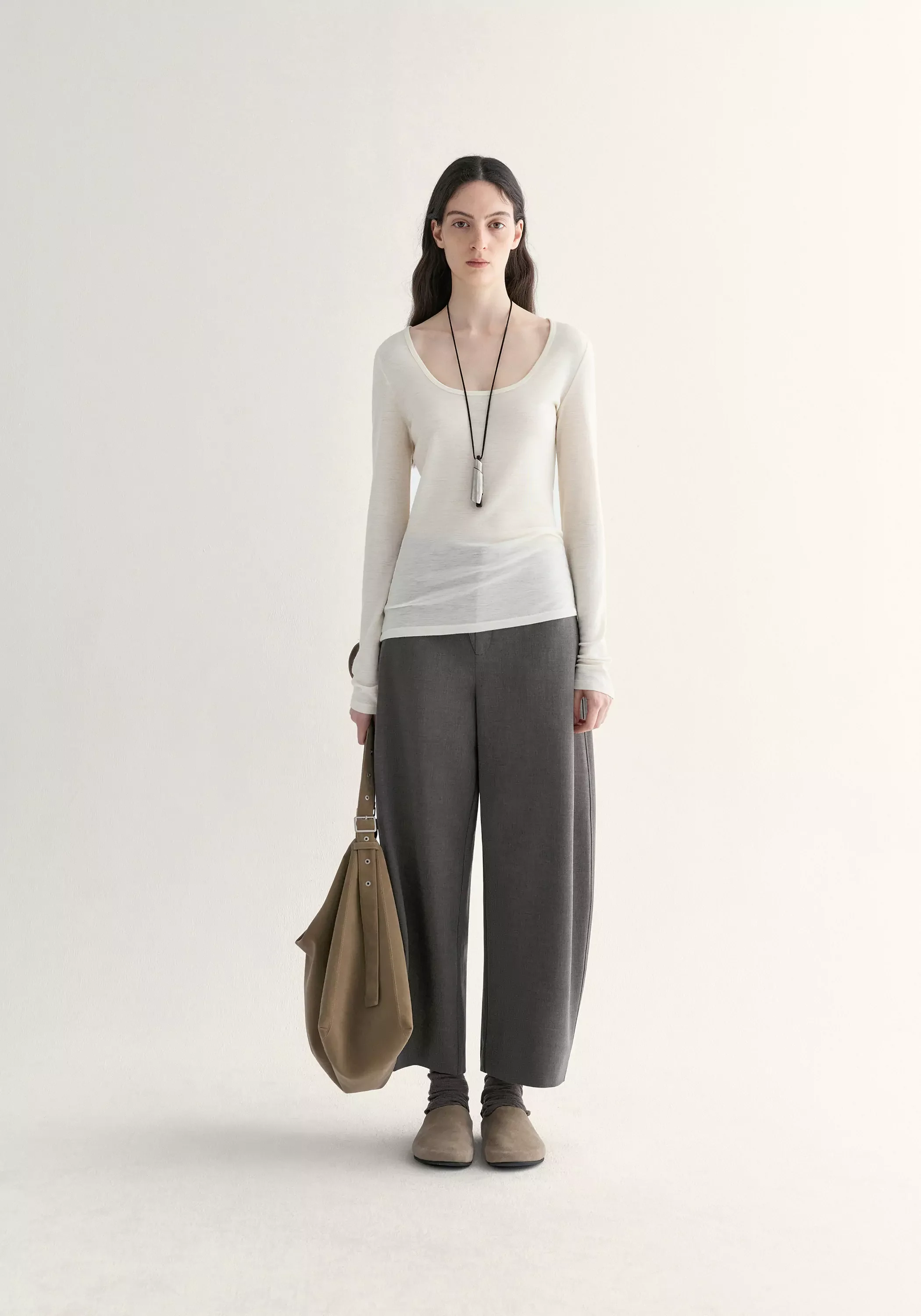 Merino Wool Ballet-neck Layering Top - Image 5