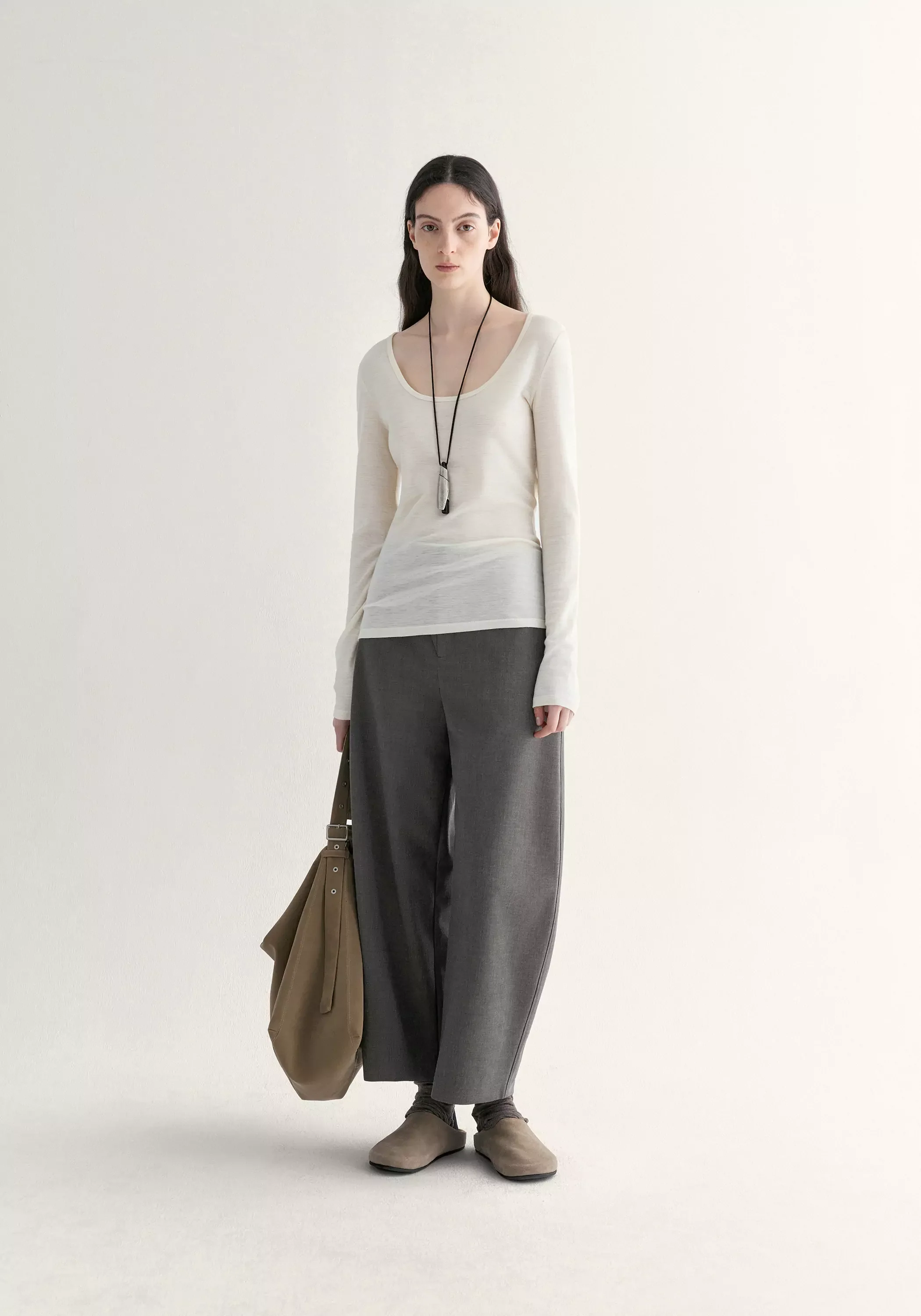 Merino Wool Ballet-neck Layering Top - Image 6
