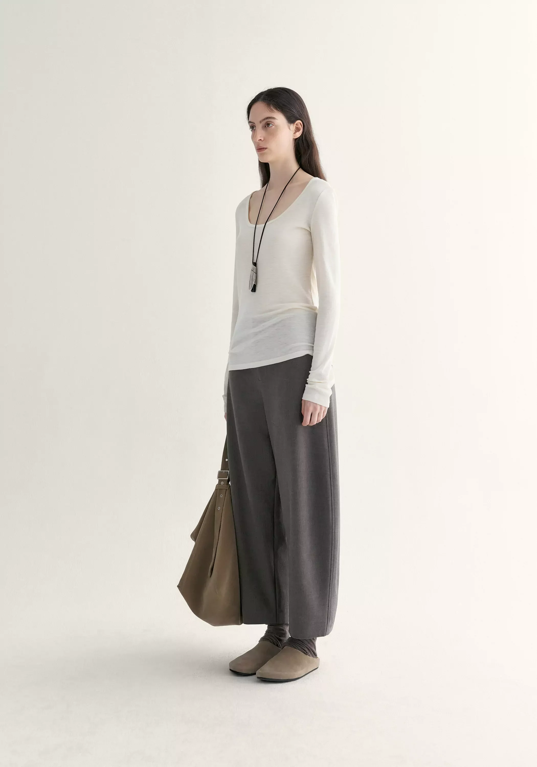 Merino Wool Ballet-neck Layering Top - Image 7