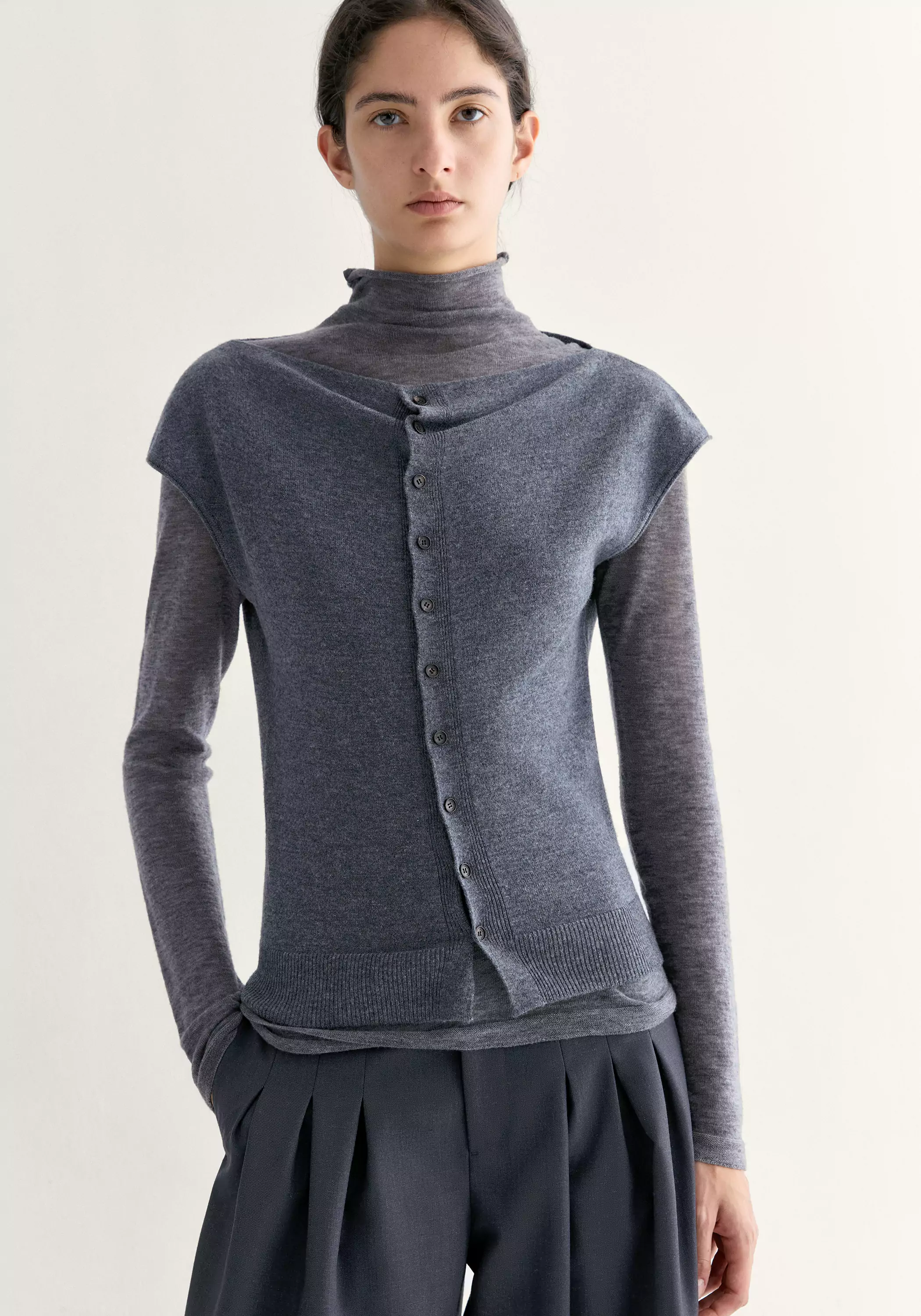 Merino Wool Cowl-neck Top - Image 17