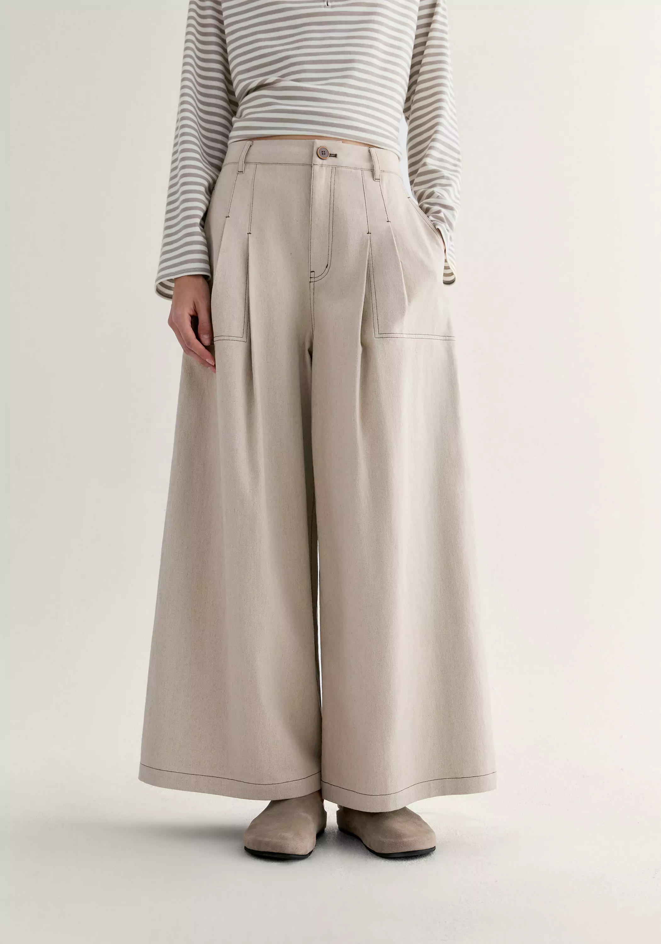Cotton-linen Wide-leg Pants - Image 14