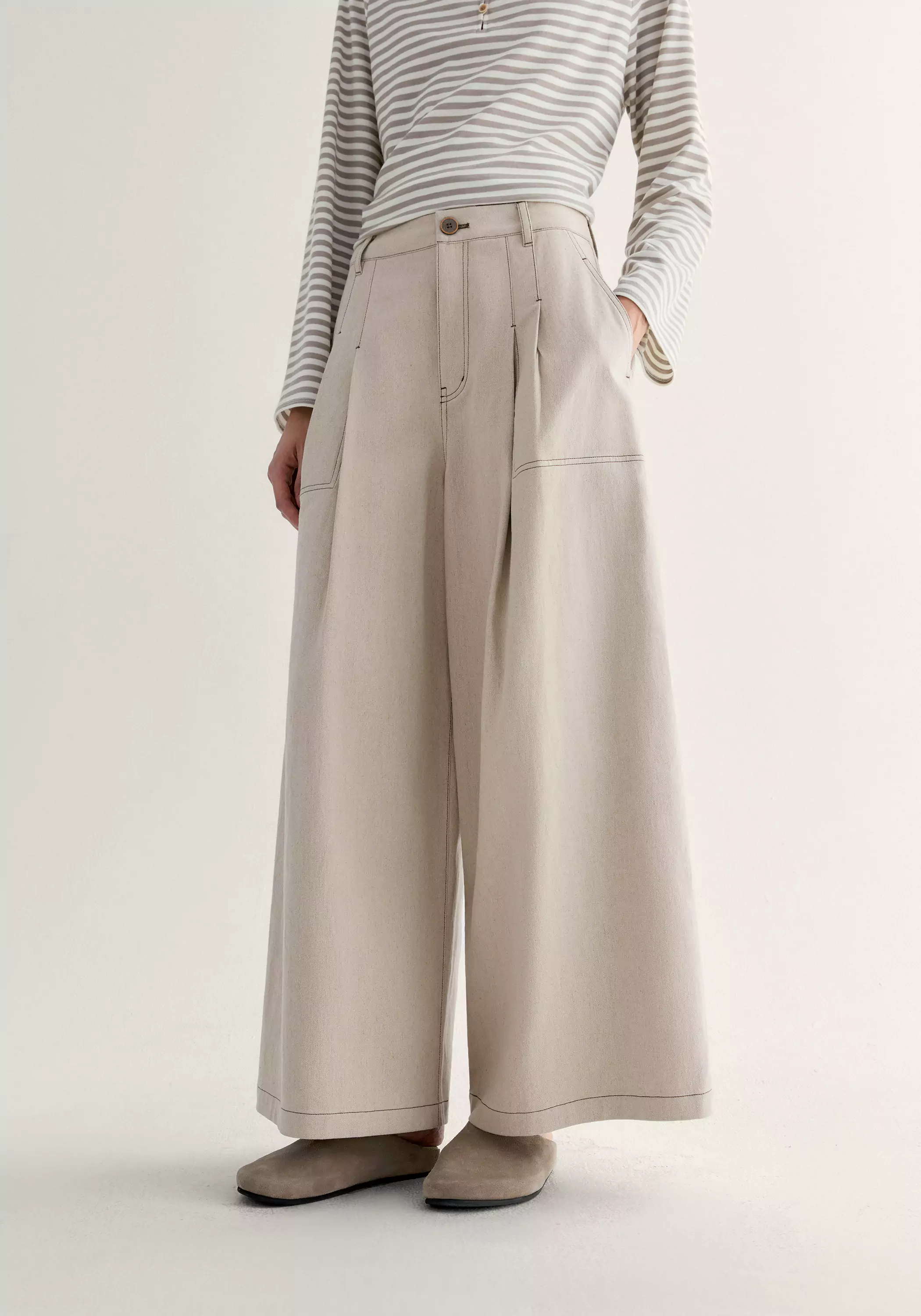 Cotton-linen Wide-leg Pants - Image 15