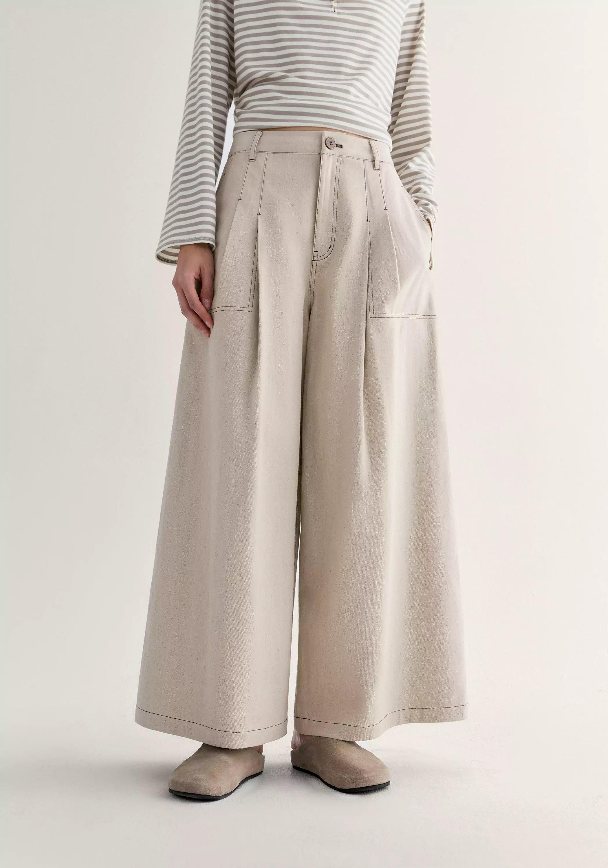 Cotton-linen Wide-leg Pants - Image 16