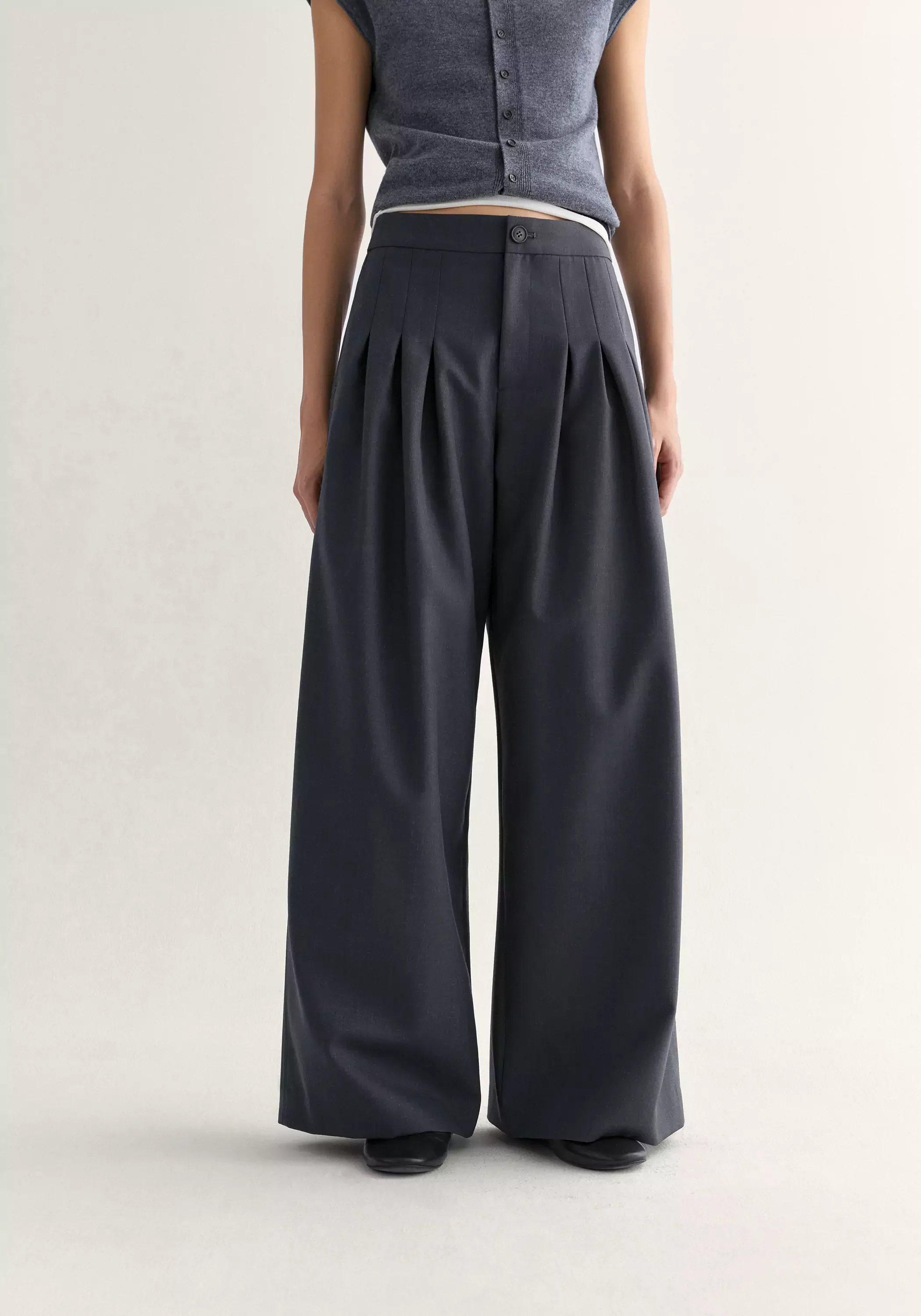 Pleated Wide-leg Wool Pants - Image 15