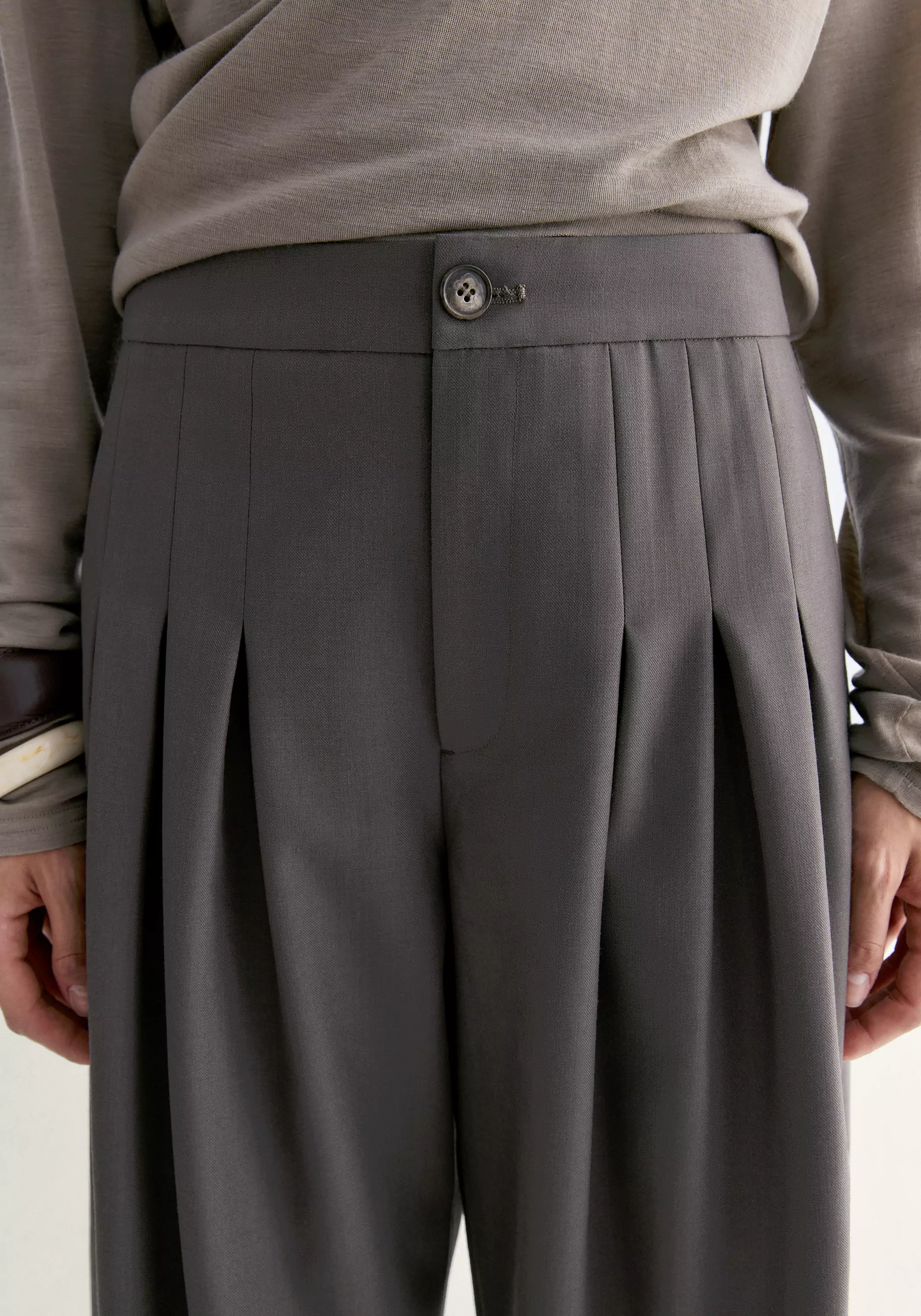 Pleated Wide-leg Wool Pants - Image 9