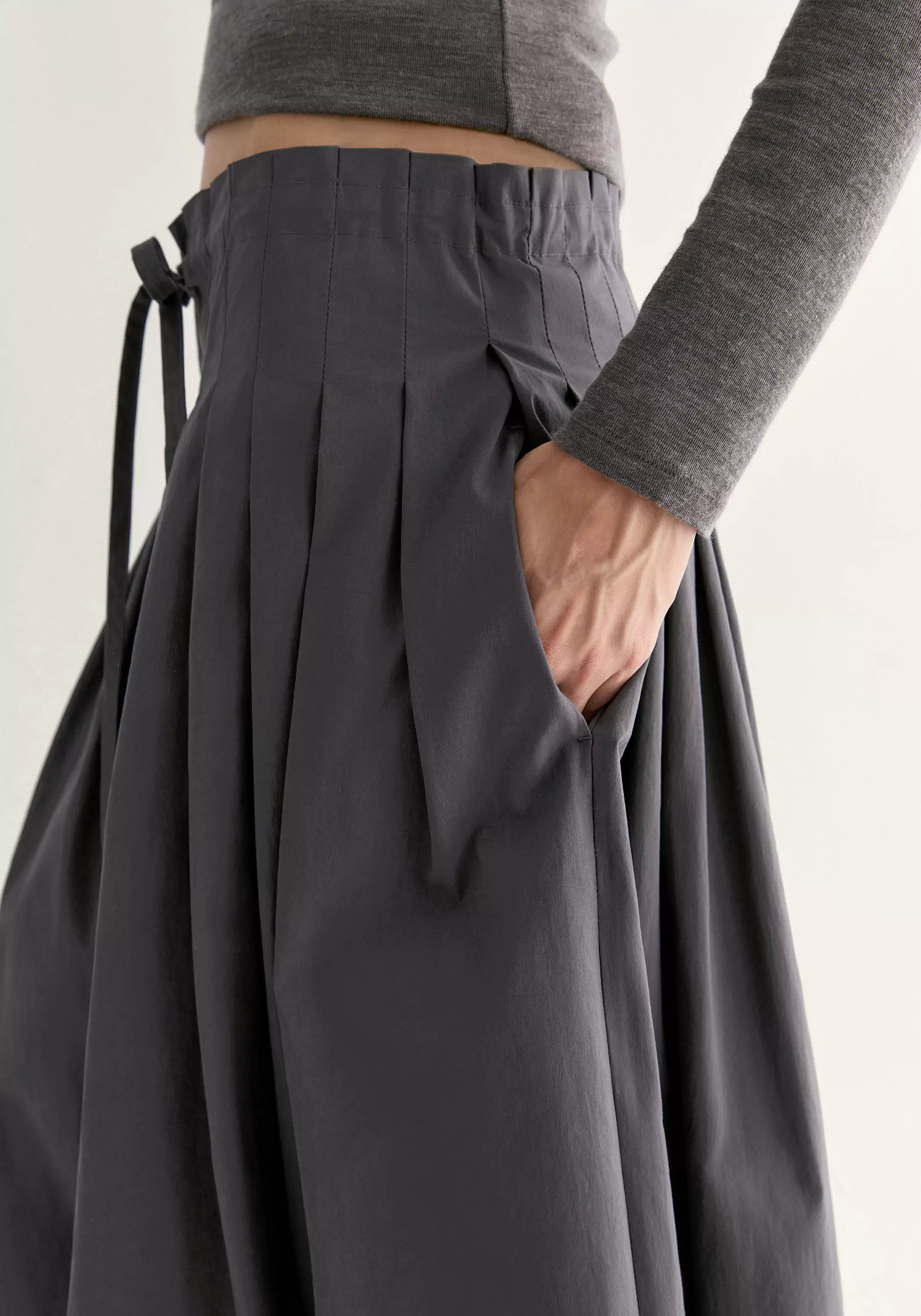 Drawstring Pleated Skirt - Image 10