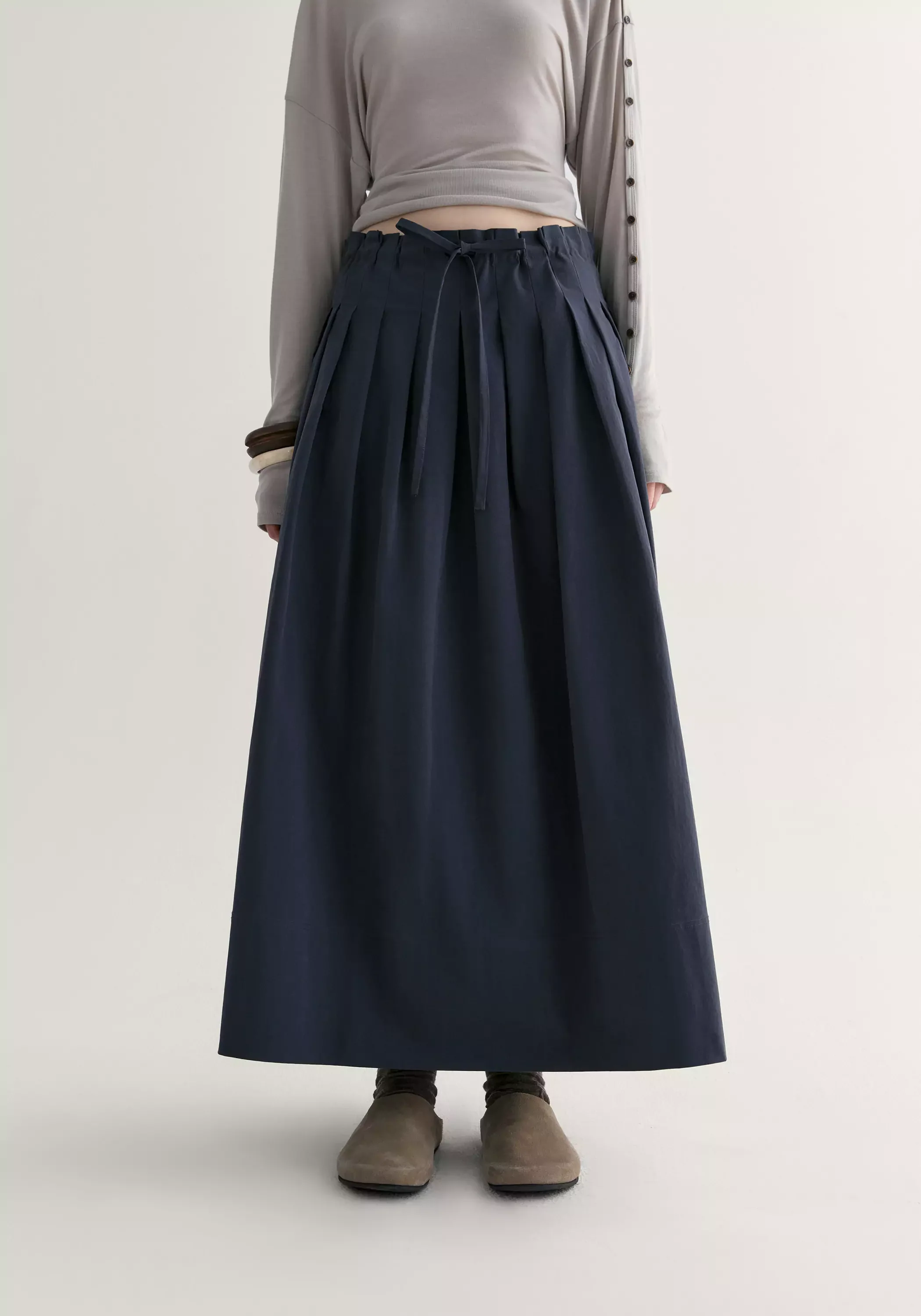 Drawstring Pleated Skirt - Image 15