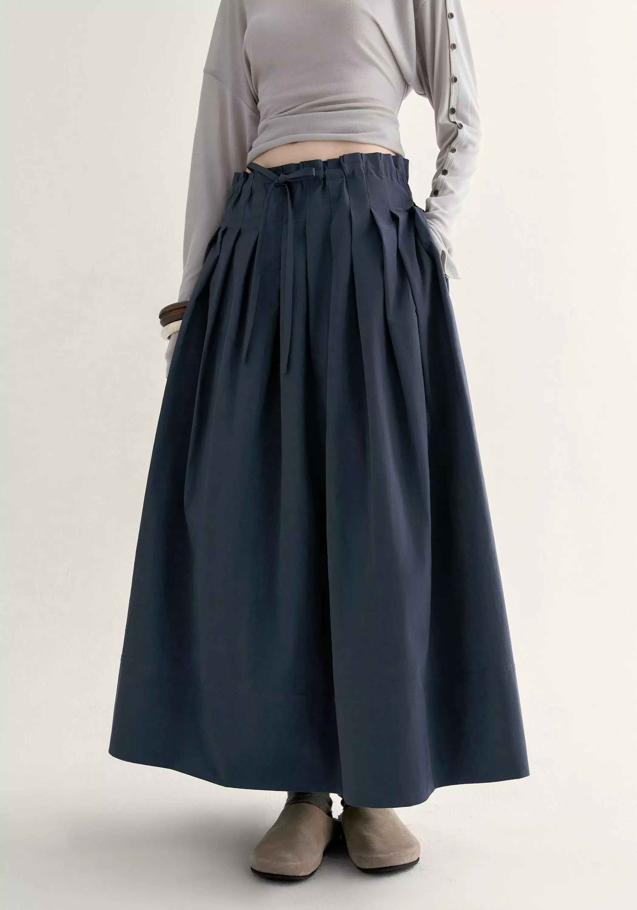 Drawstring Pleated Skirt - Image 16