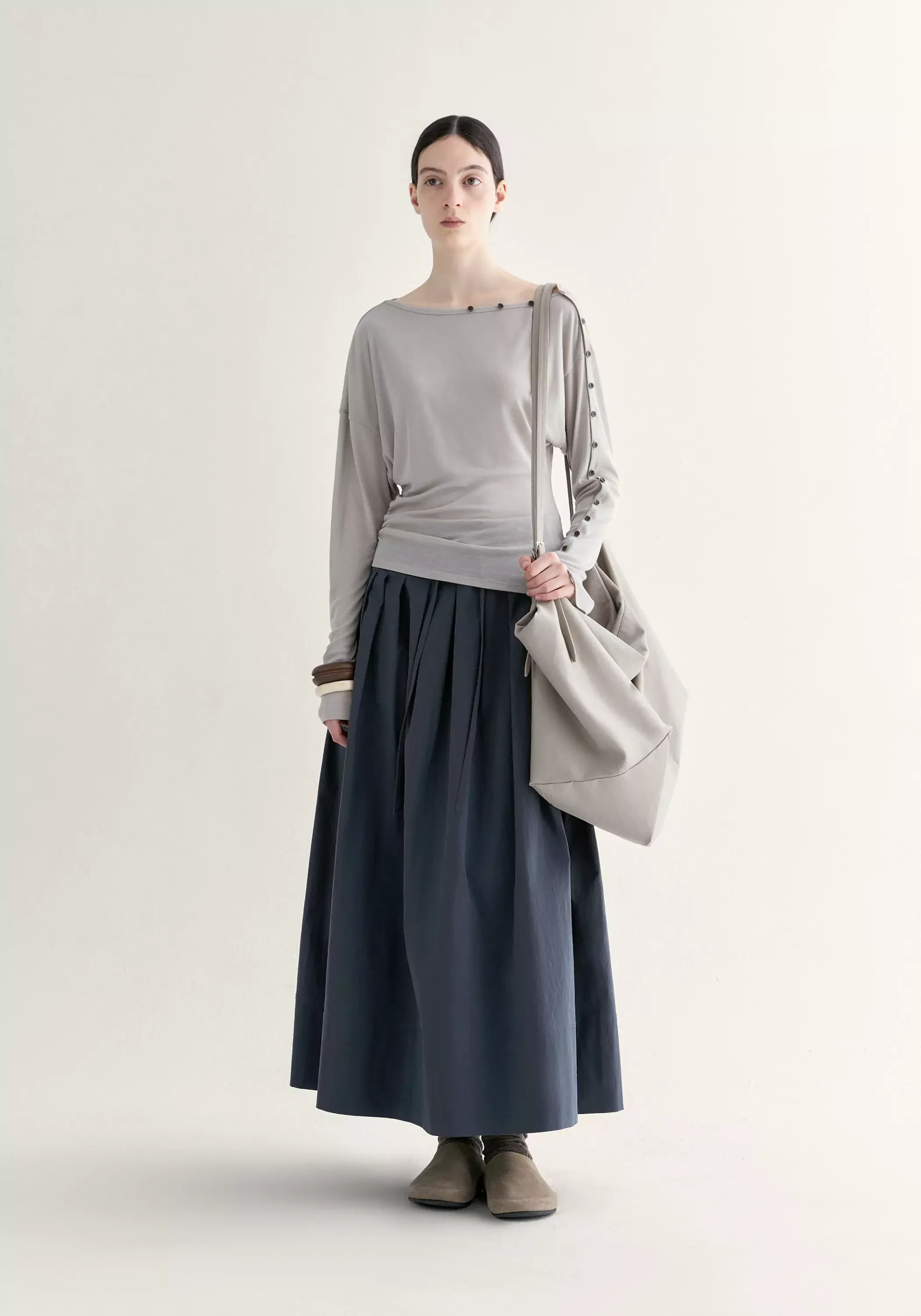 Drawstring Pleated Skirt - Image 3