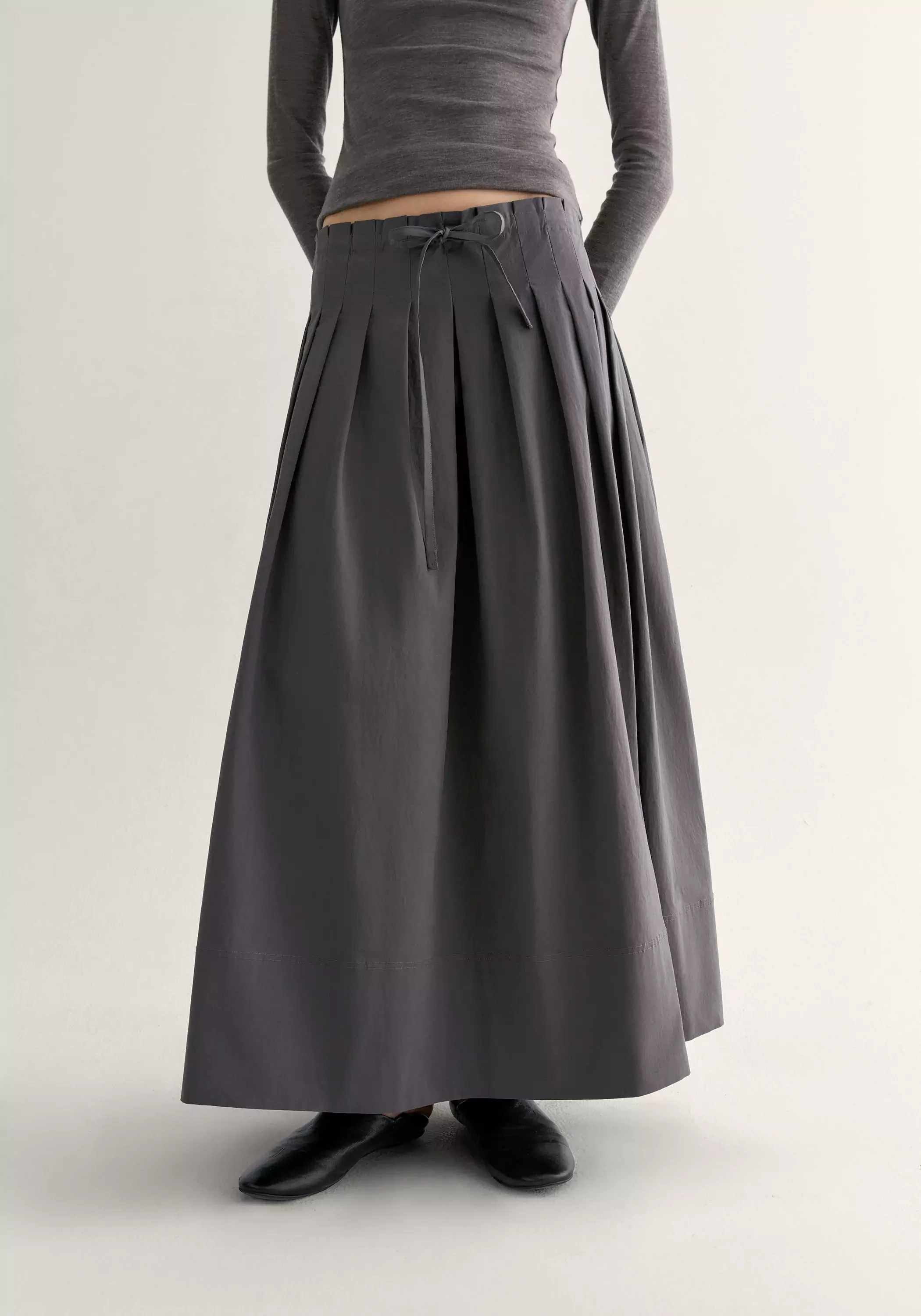 Drawstring Pleated Skirt - Image 5