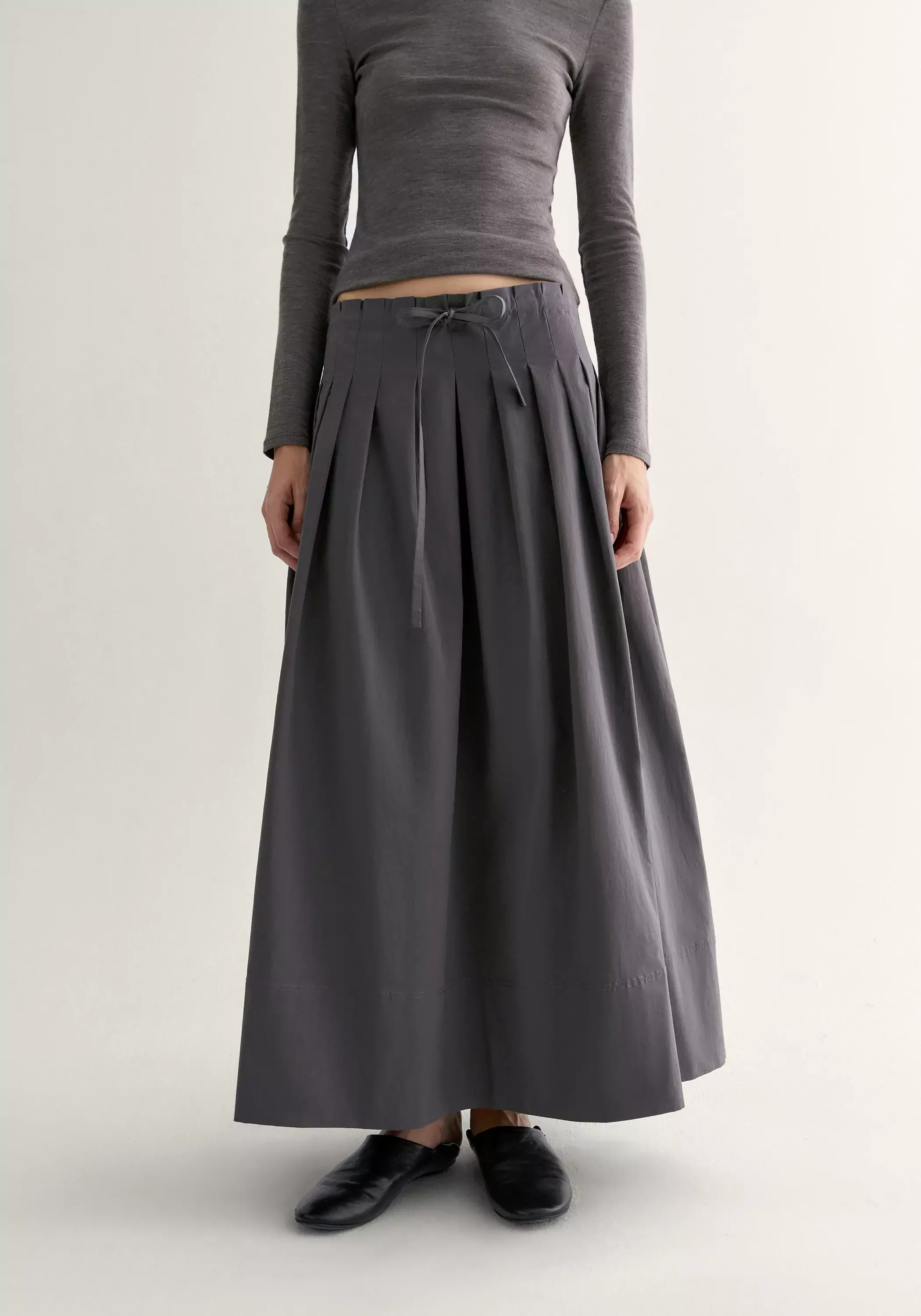 Drawstring Pleated Skirt - Image 6