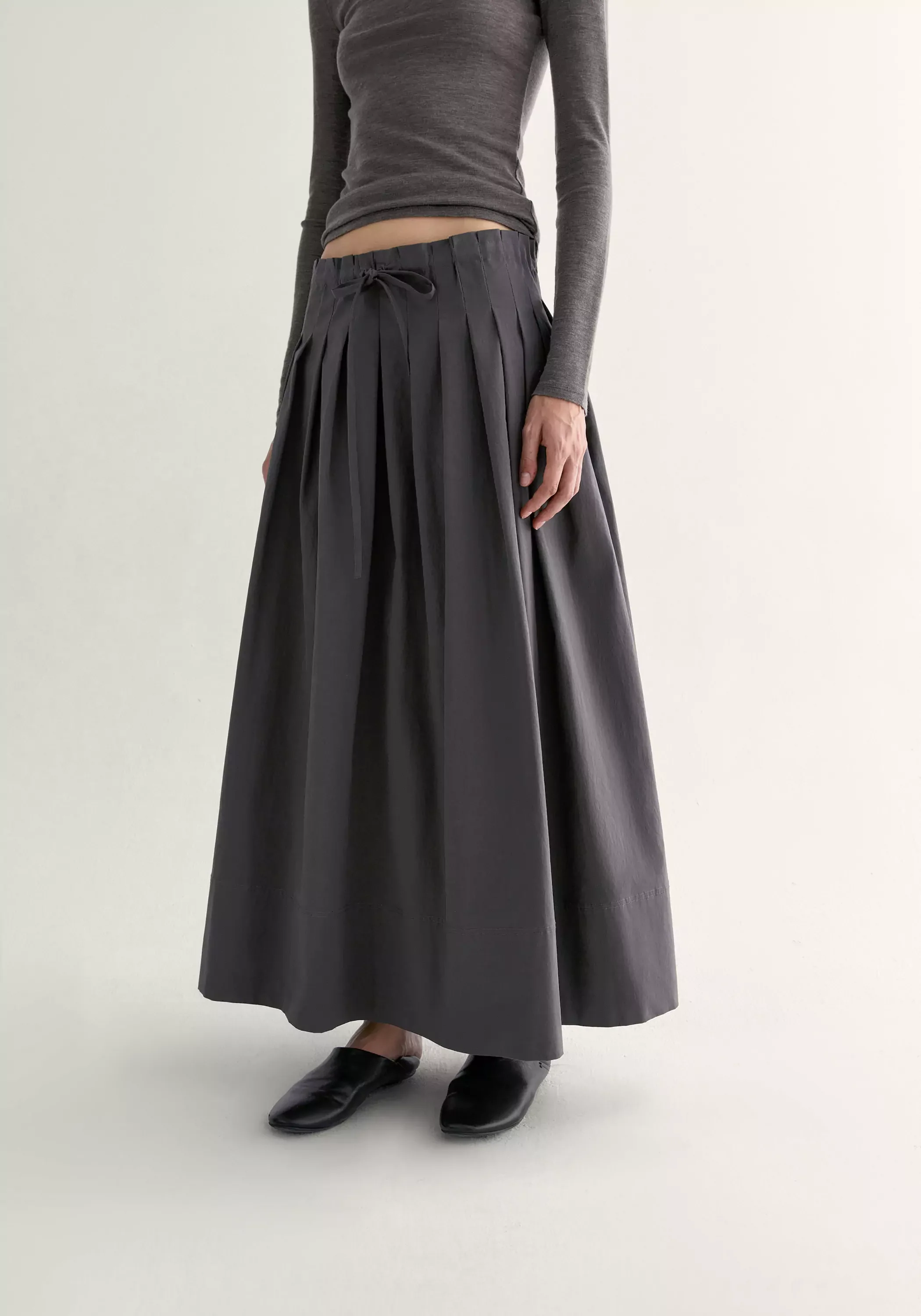 Drawstring Pleated Skirt - Image 7