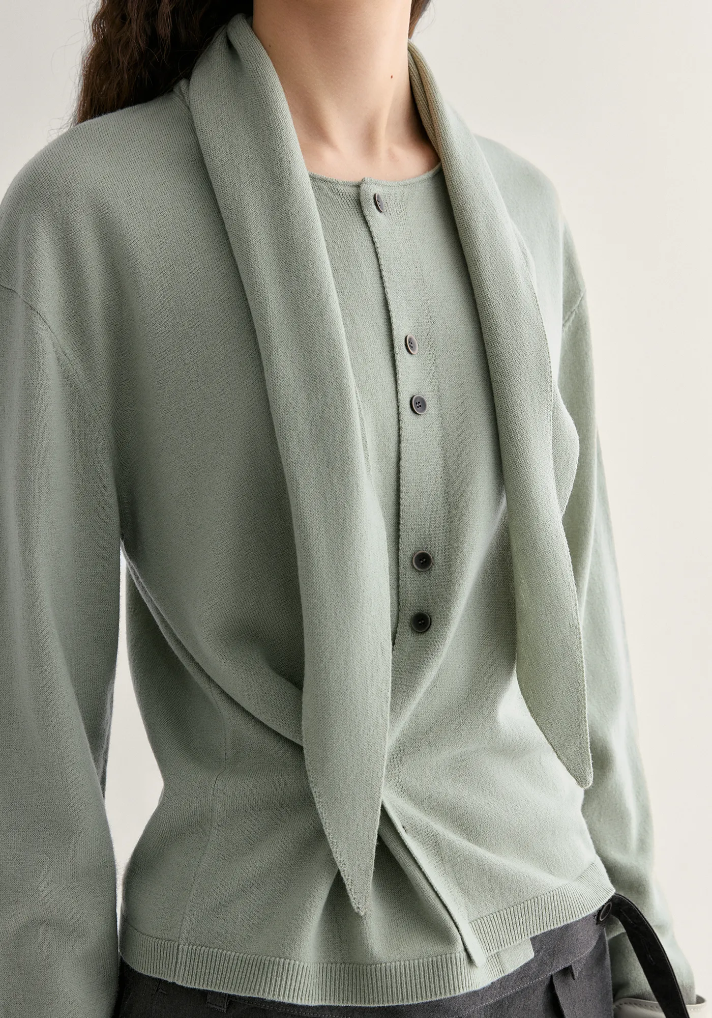 Asymmetric Merino Wool Cardigan - Image 10
