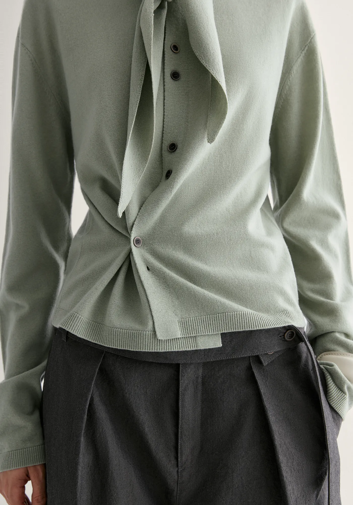 Asymmetric Merino Wool Cardigan - Image 11