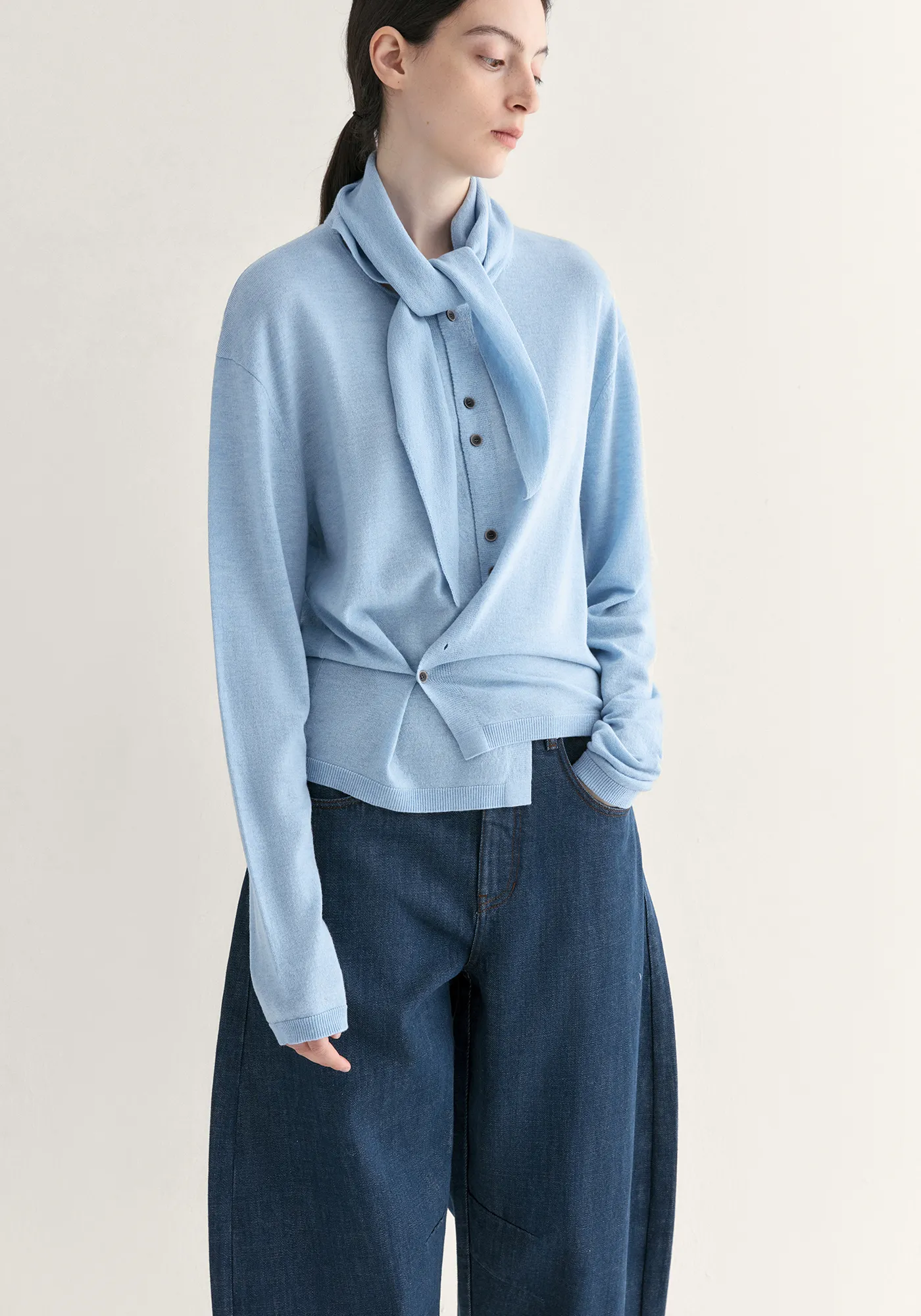 Asymmetric Merino Wool Cardigan - Image 17