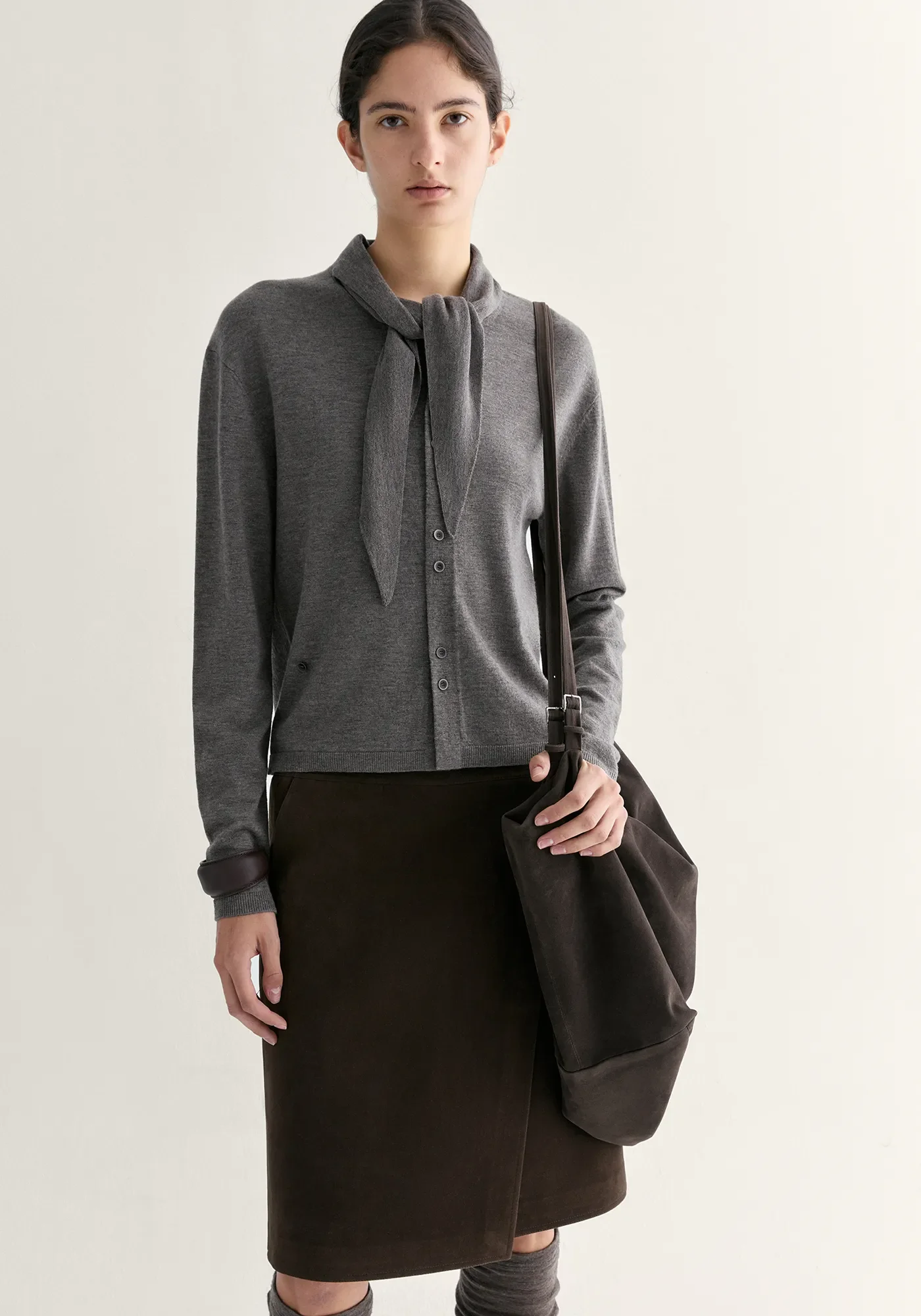 Asymmetric Merino Wool Cardigan - Image 19