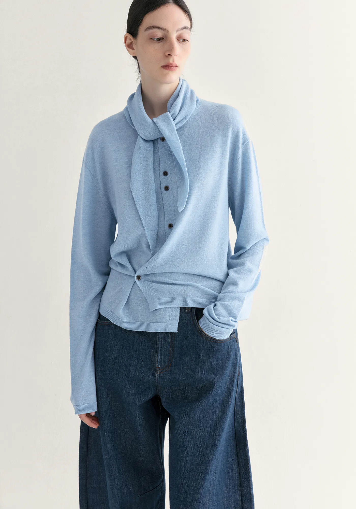 Asymmetric Merino Wool Cardigan - Image 4