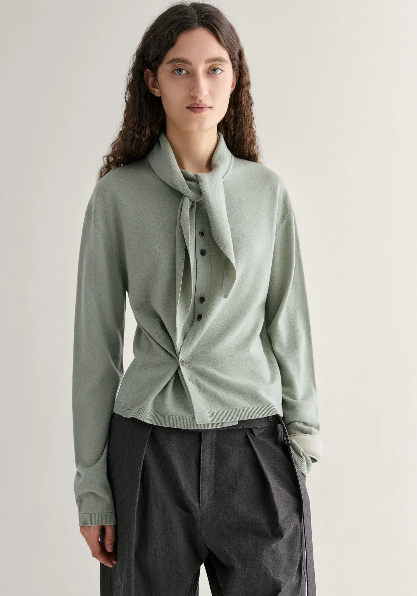 Asymmetric Merino Wool Cardigan - Image 8