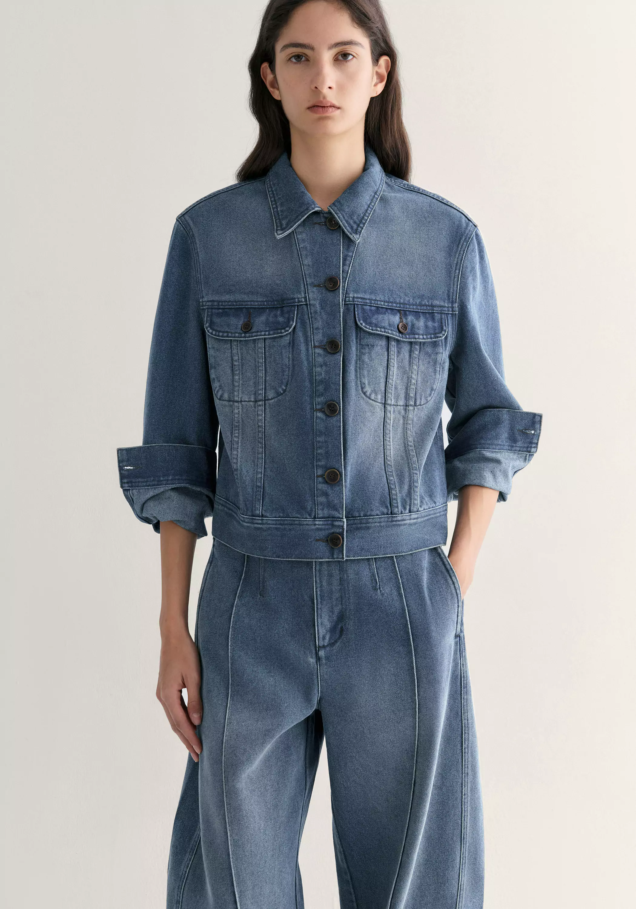 Cropped Denim Jacket - Image 7