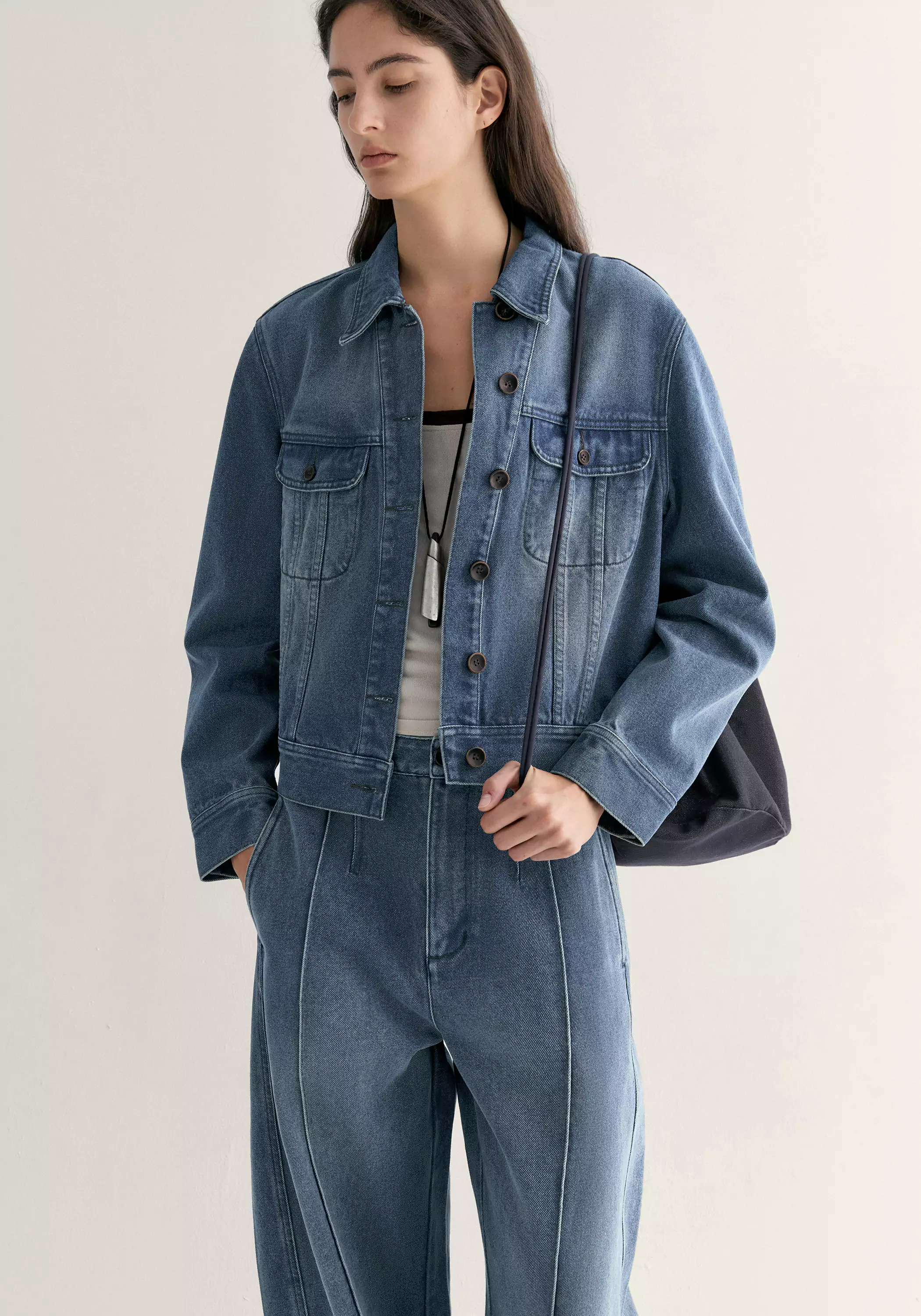 Cropped Denim Jacket - Image 9
